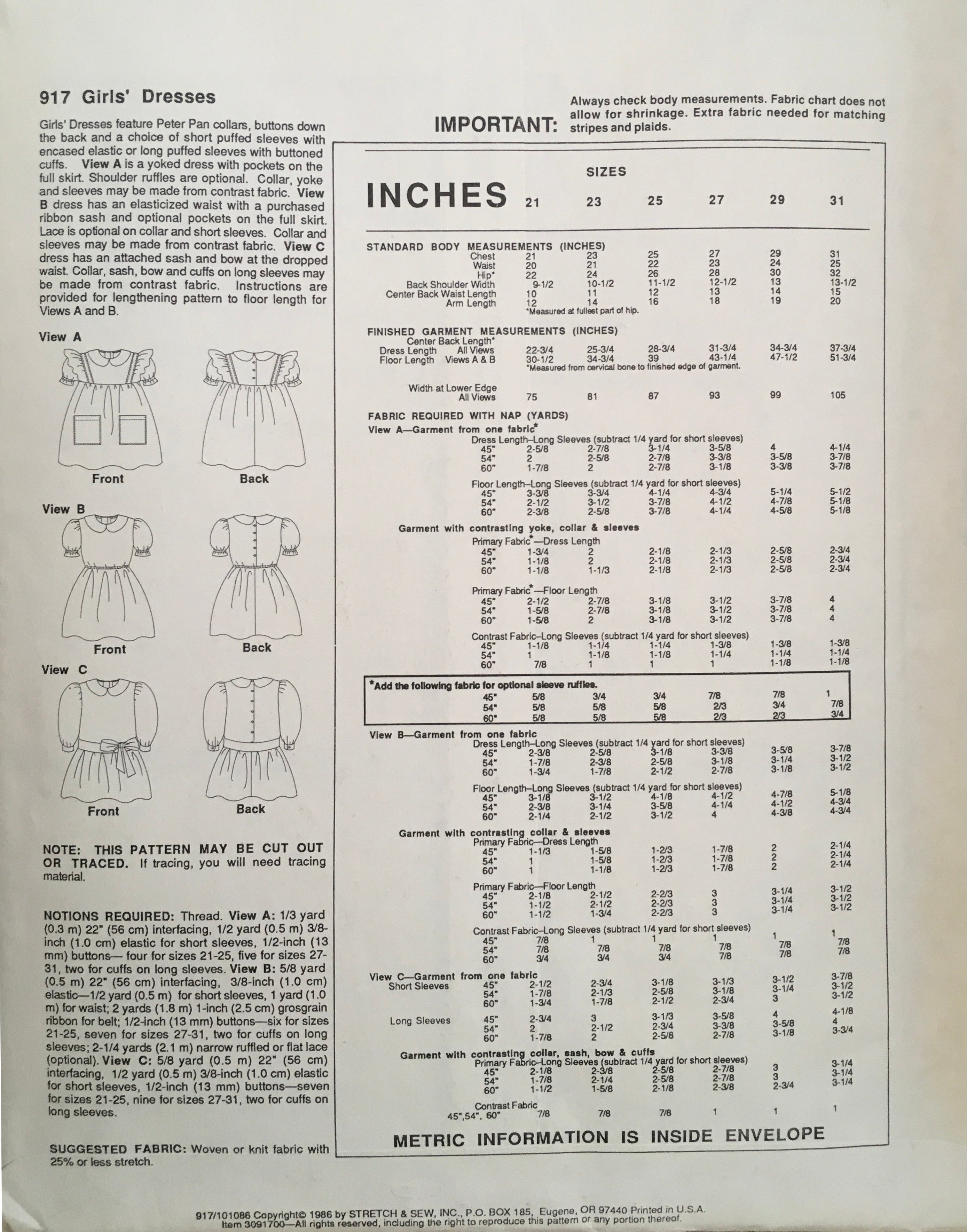 Stretch & Sew 917 Sewing Pattern (Vintage) UNCUT