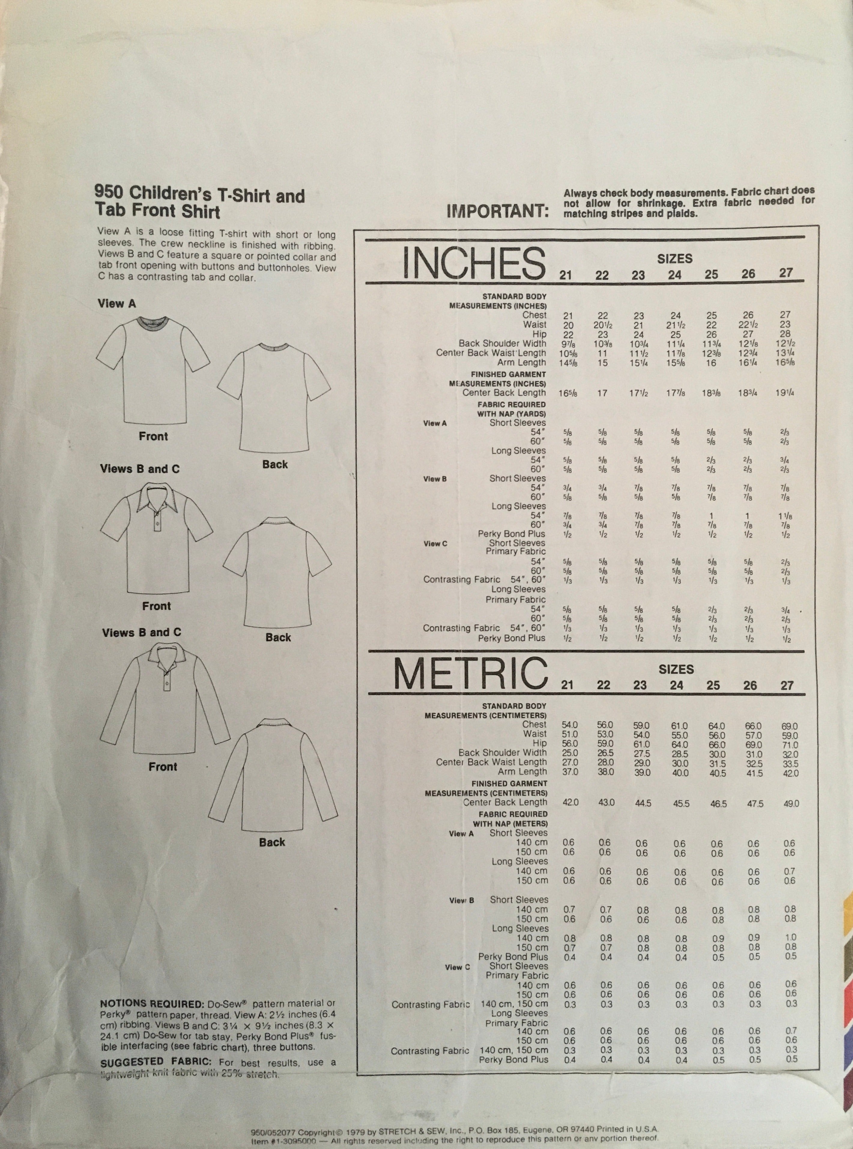 Stretch & Sew 950 Sewing Pattern (Vintage) UNCUT