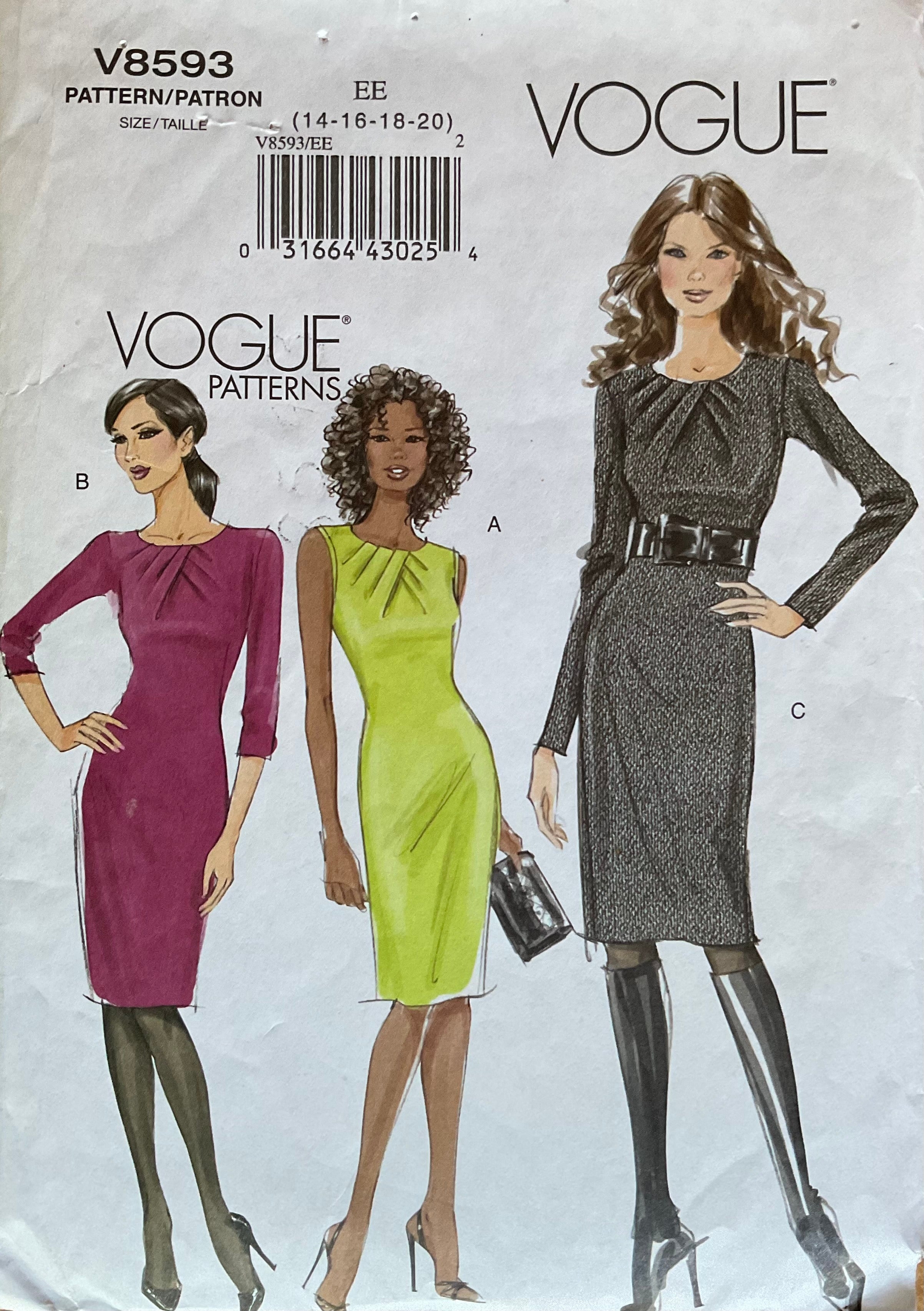 Vogue 8593 Sewing Pattern (Vintage) CUT
