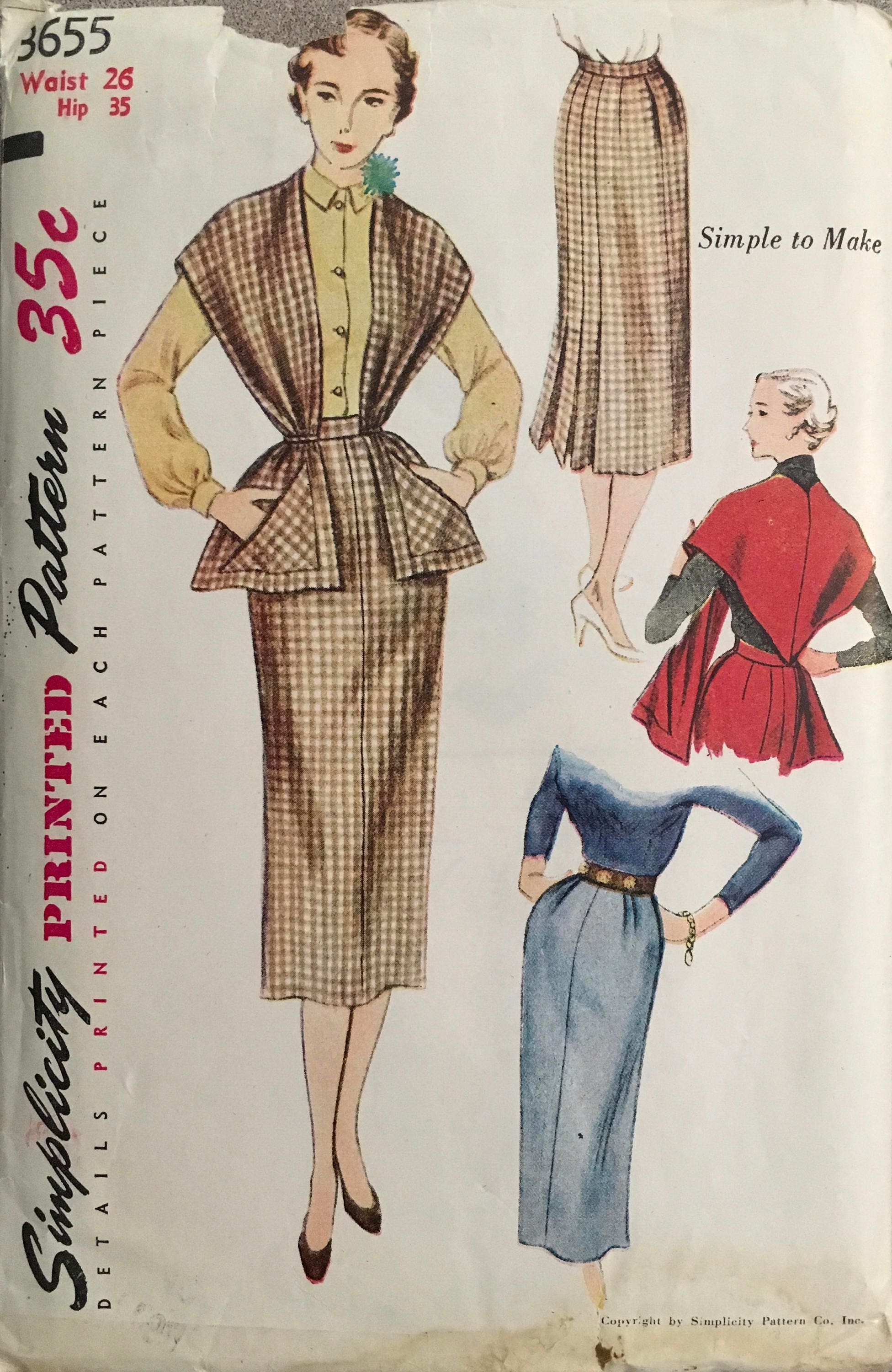 Simplicity 3655 Sewing Pattern (Vintage) CUT