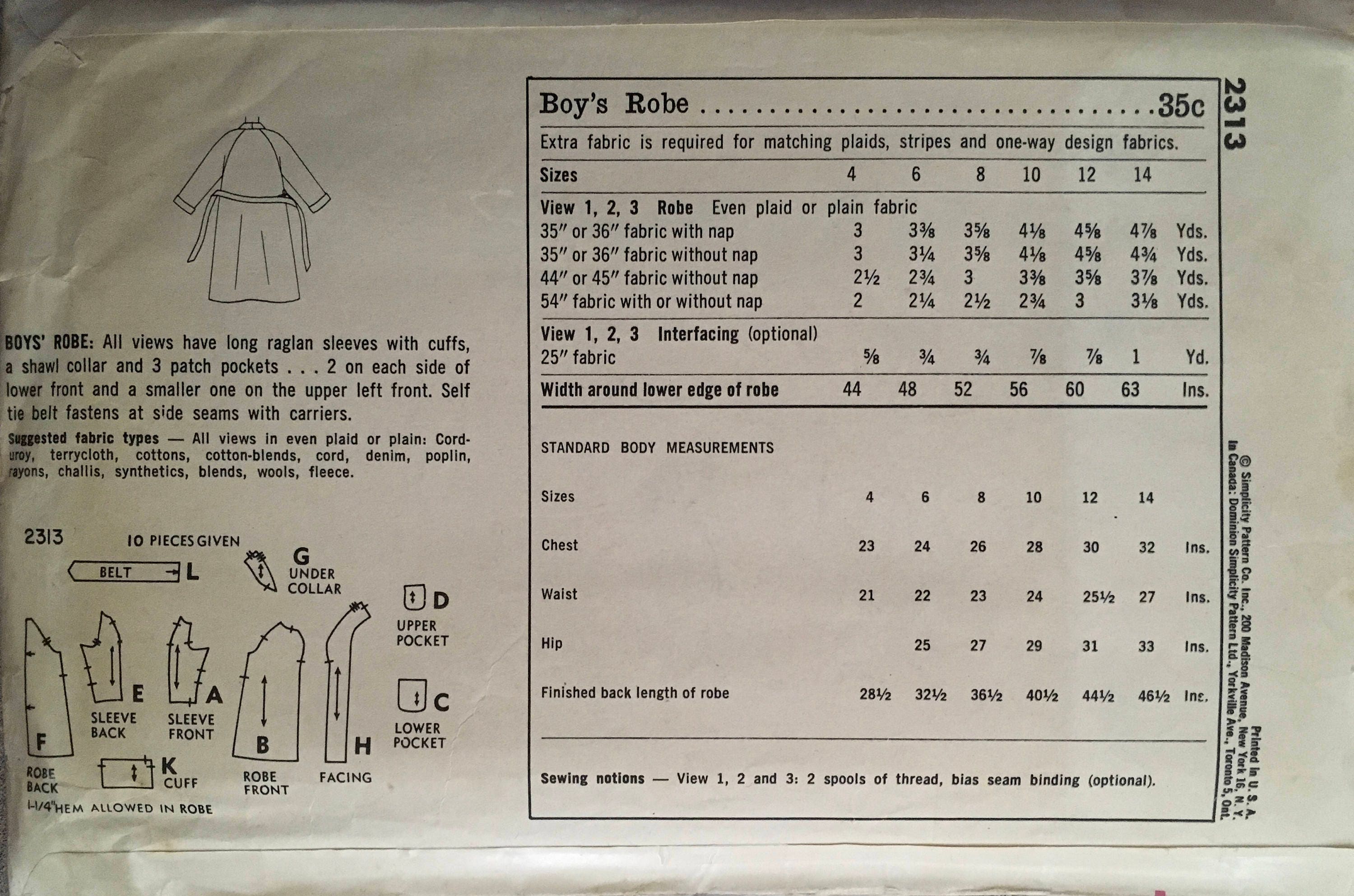 Simplicity 2313 Sewing Pattern (Vintage) CUT