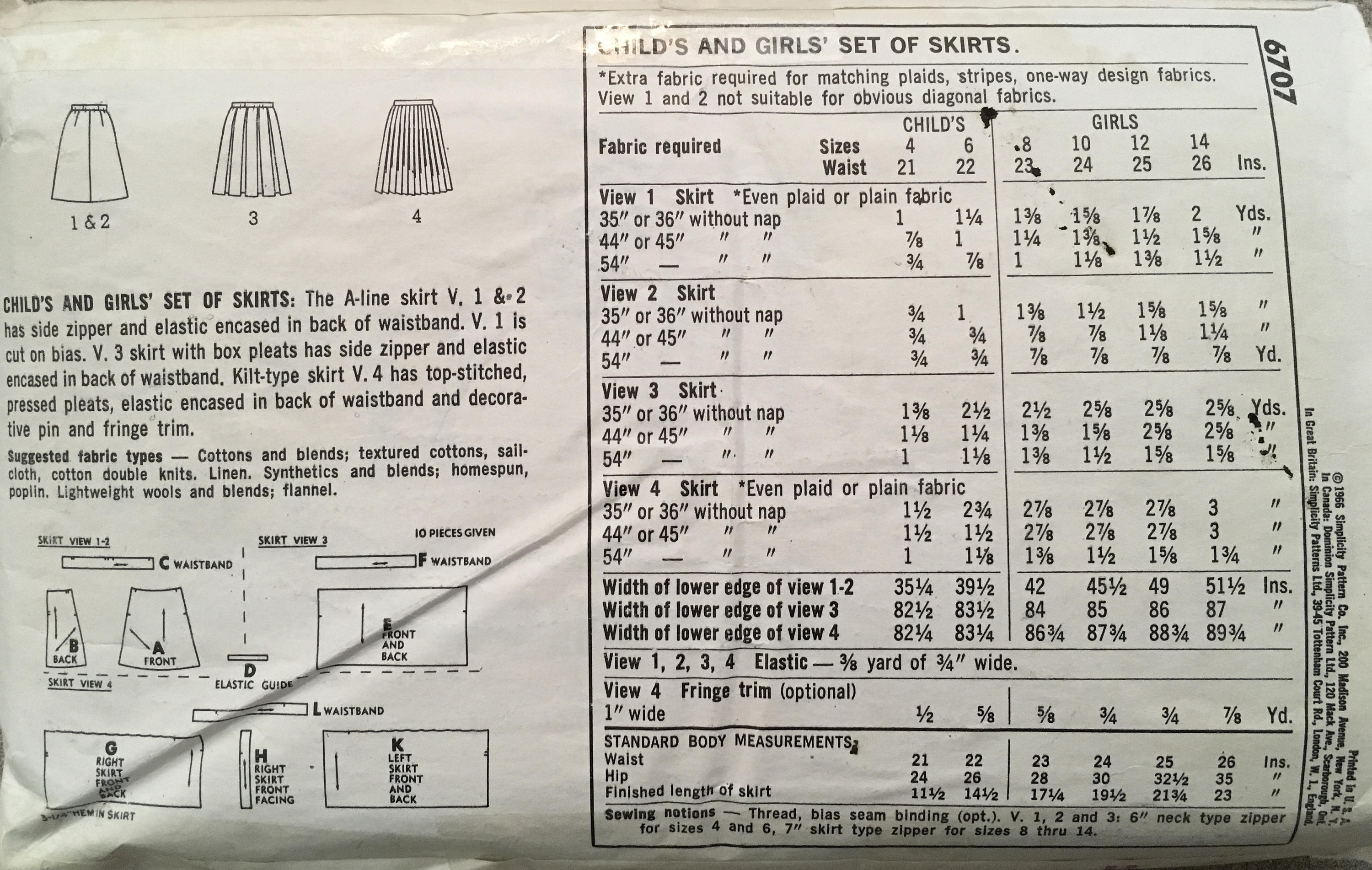 Simplicity 6707 Sewing Pattern (Vintage) CUT