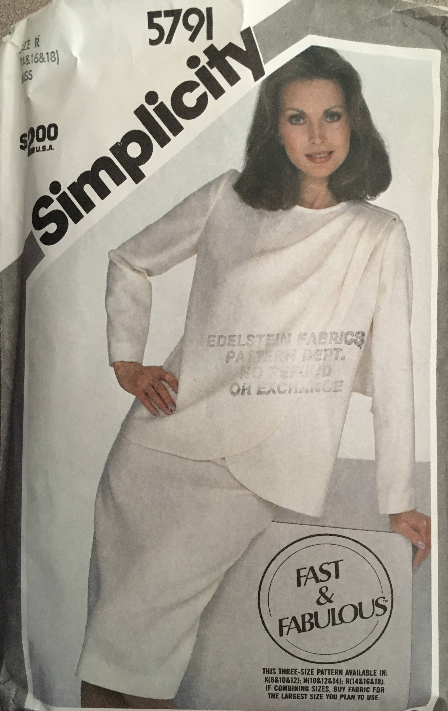 Simplicity 5791 Sewing Pattern (Vintage) UNCUT/CUT