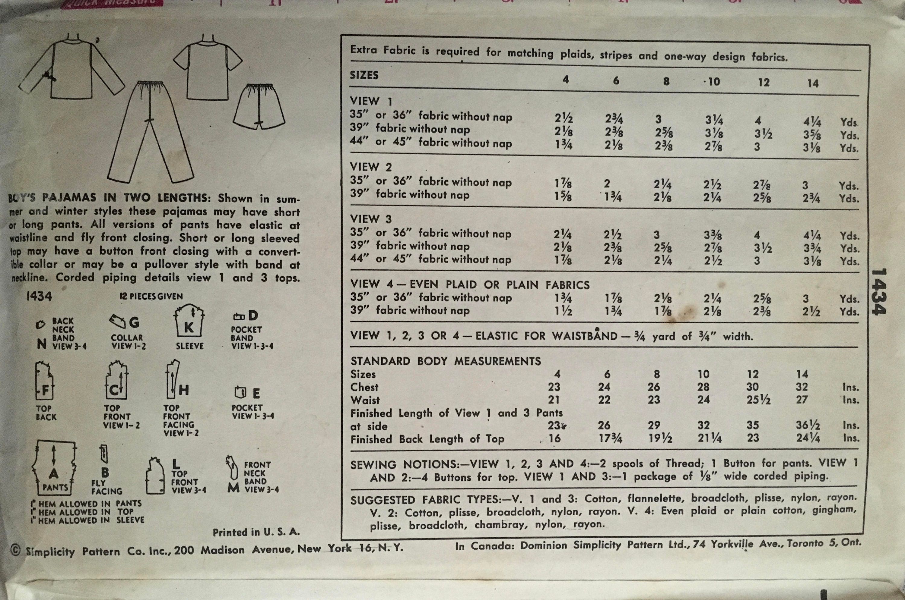 Simplicity 1434 Sewing Pattern (Vintage) CUT