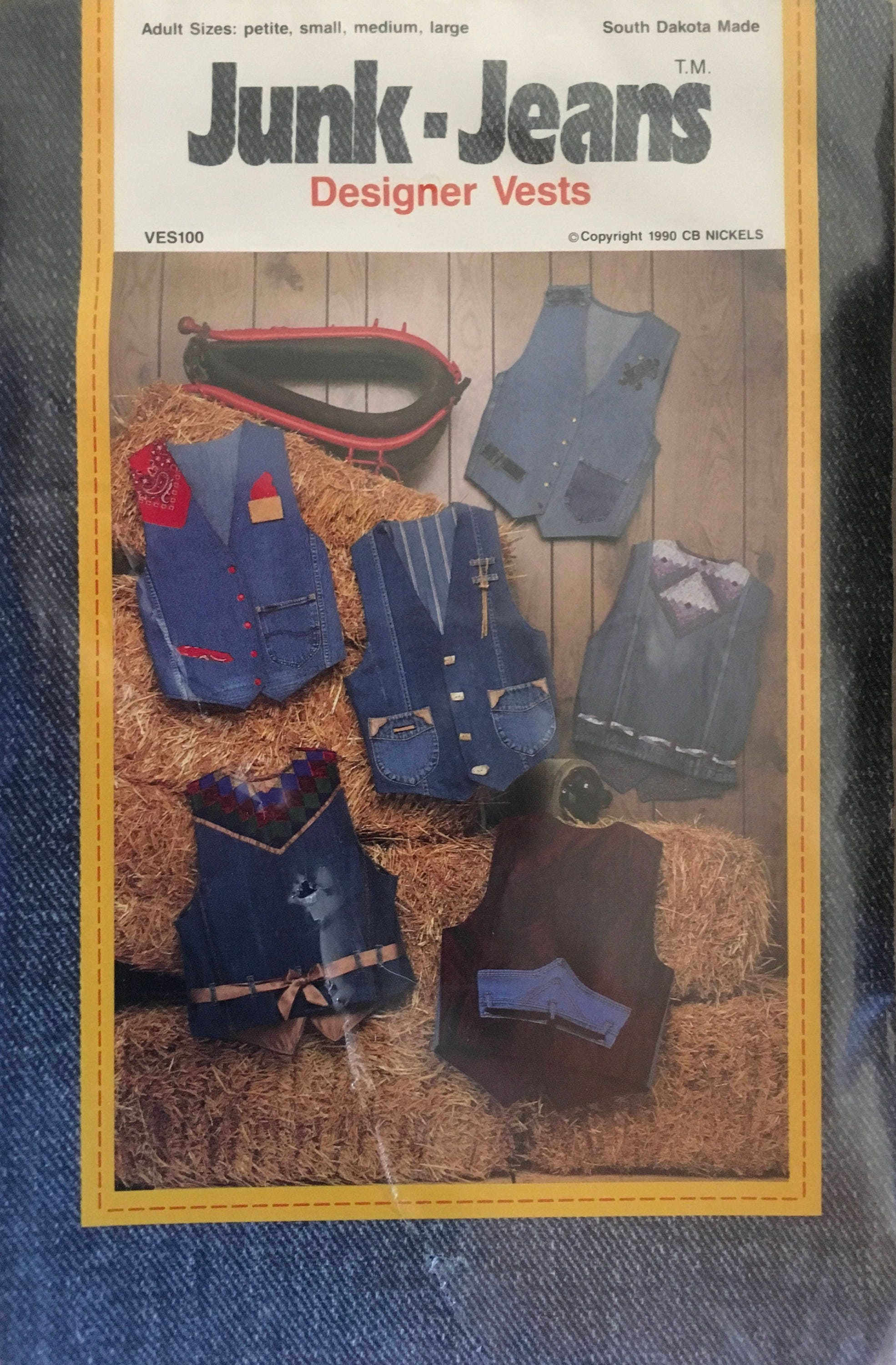 Junk-Jeans Vests Sewing Pattern (Vintage) UNCUT