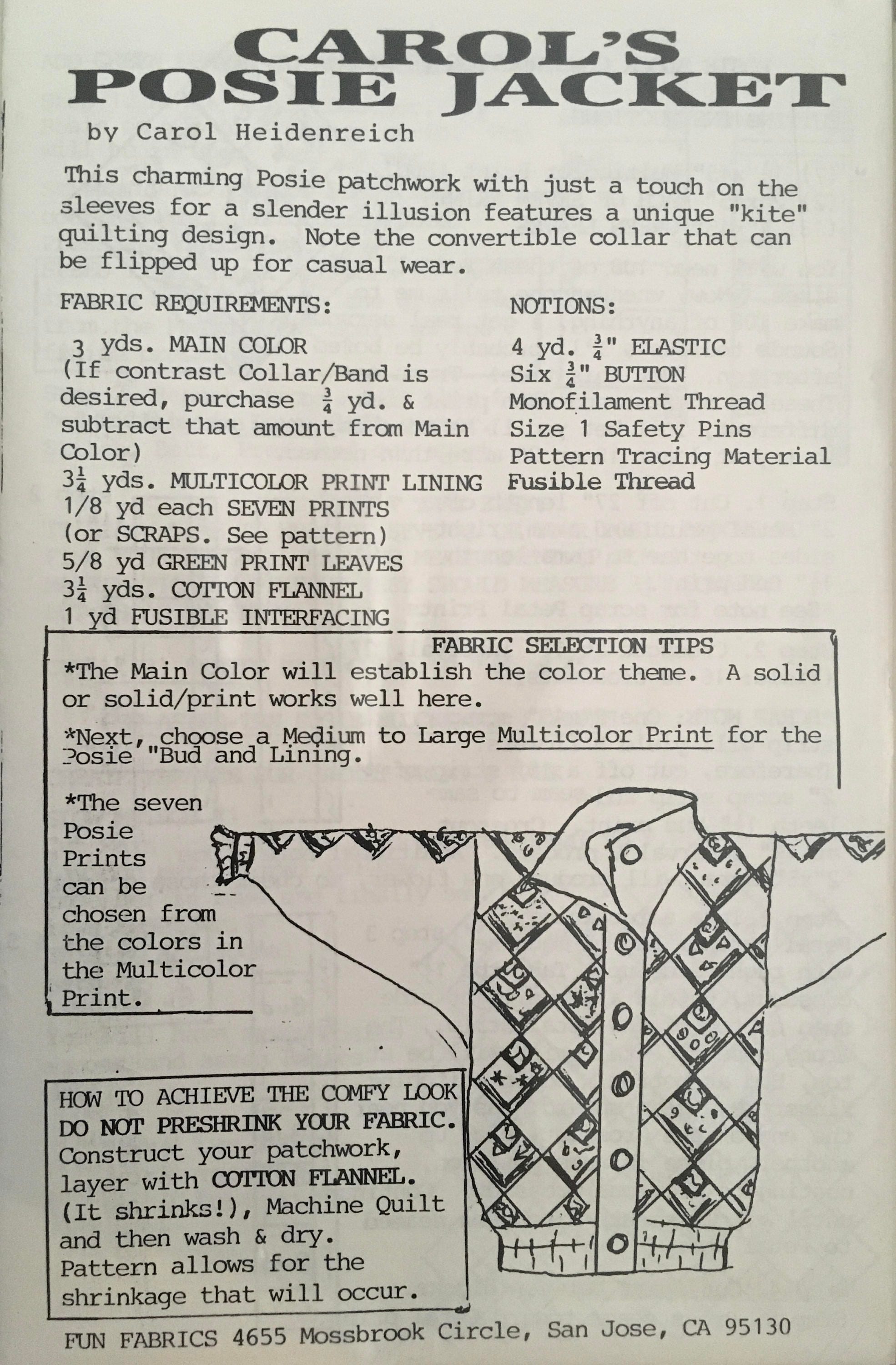 Fun Fabrics Sewing Pattern (Vintage) UNCUT