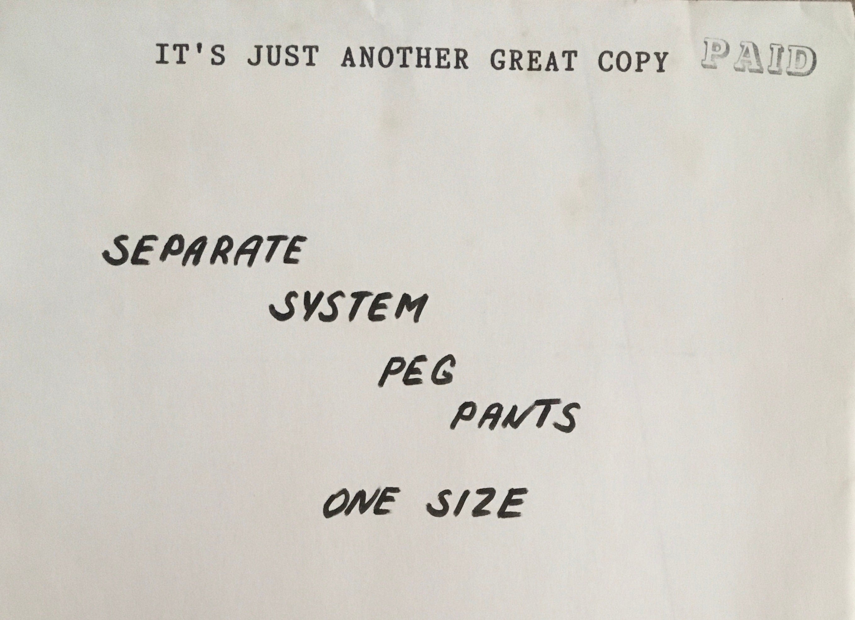 Separate System Pattern (Vintage) UNCUT