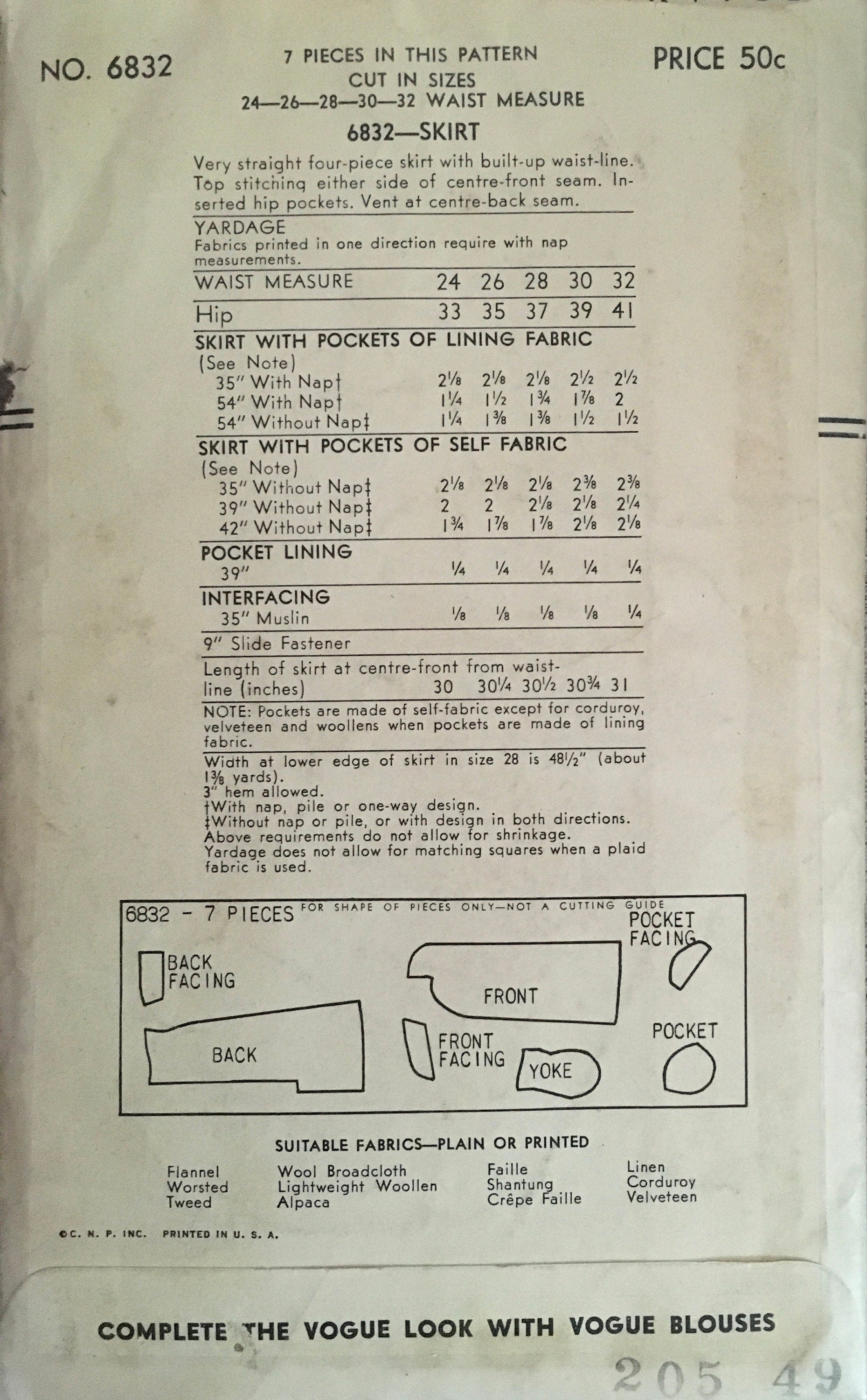 Vogue 6832 Sewing Pattern (Vintage) UNCUT