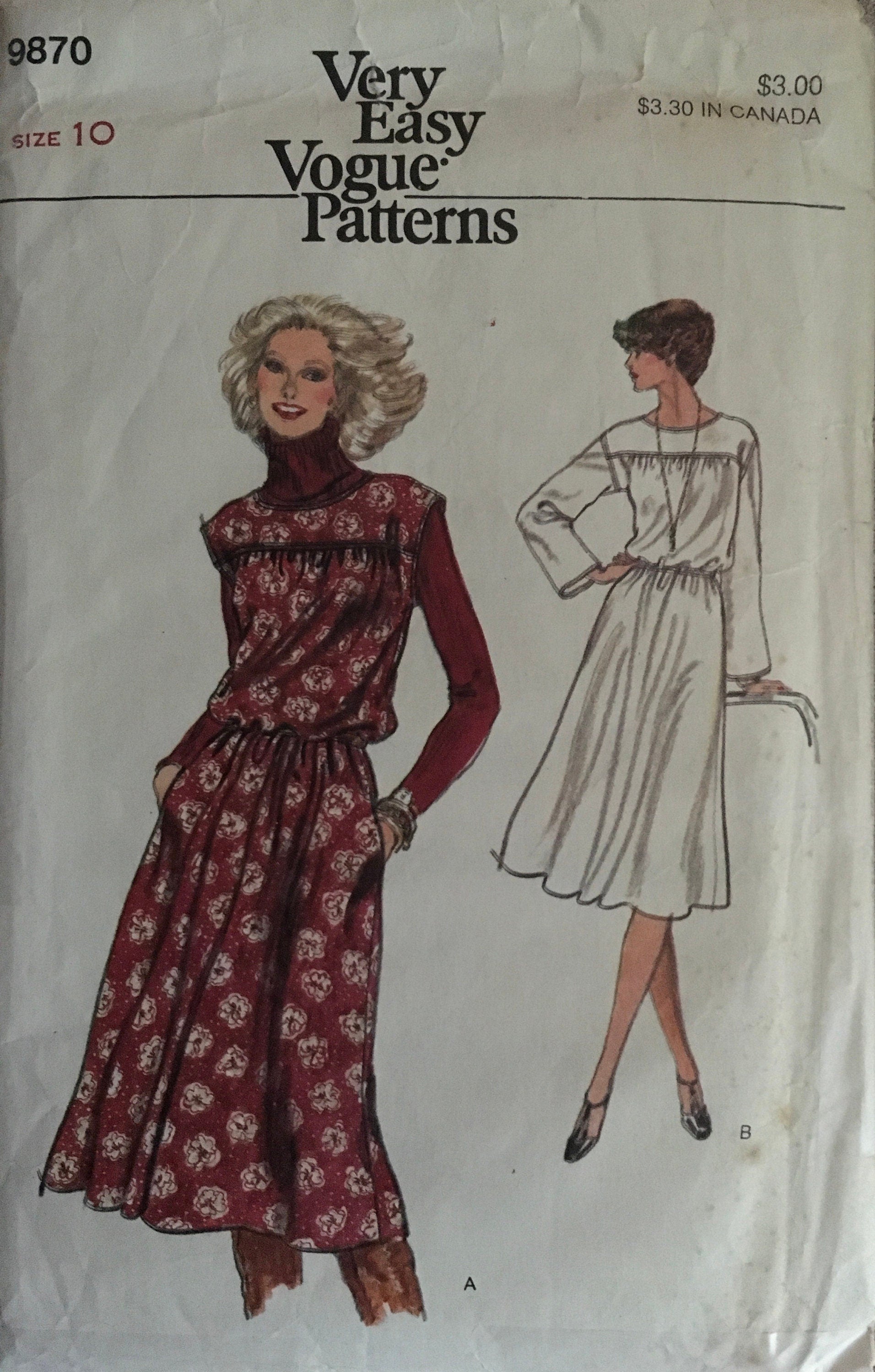 Vogue 9870 Sewing Pattern (Vintage) CUT