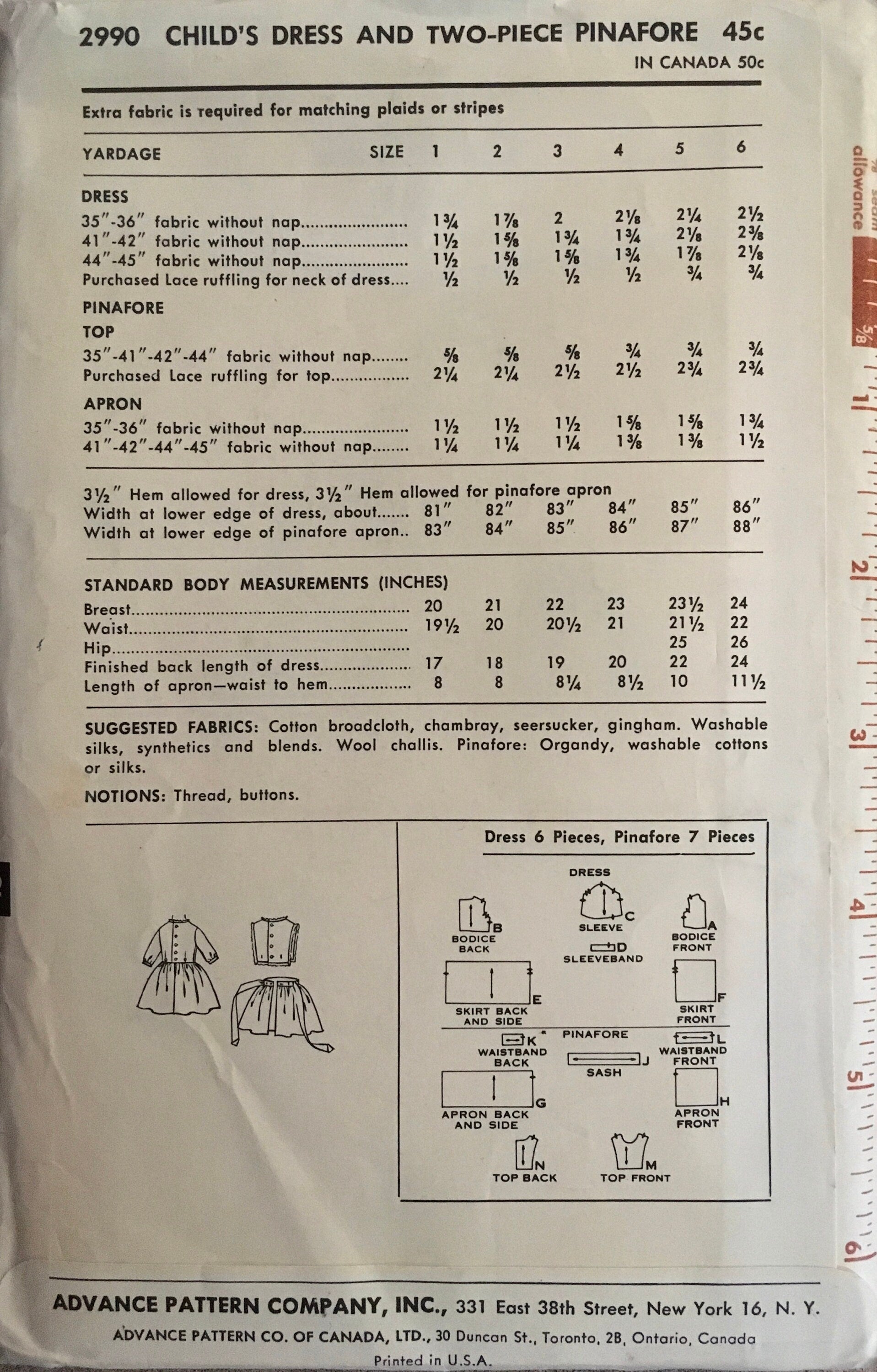 Advance 2990 Sewing Pattern (Vintage) UNCUT