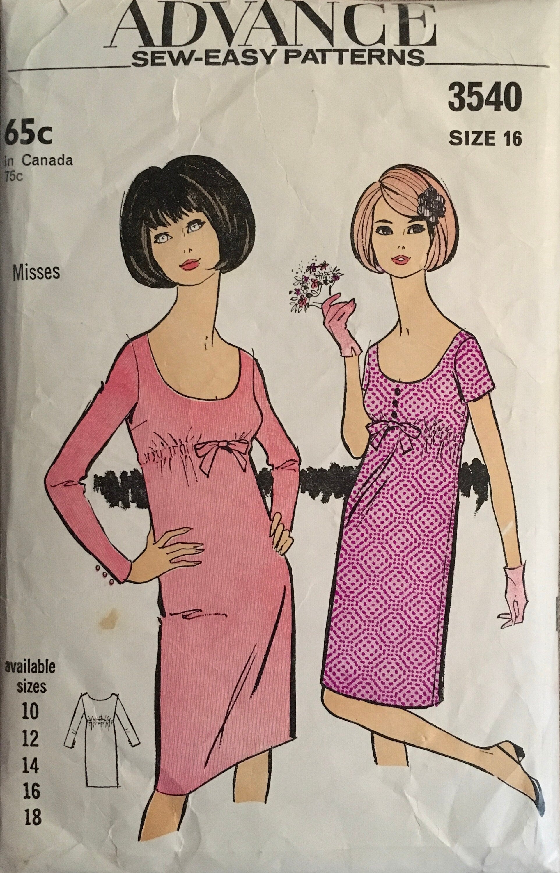 Advance 3540 Sewing Pattern (Vintage) CUT