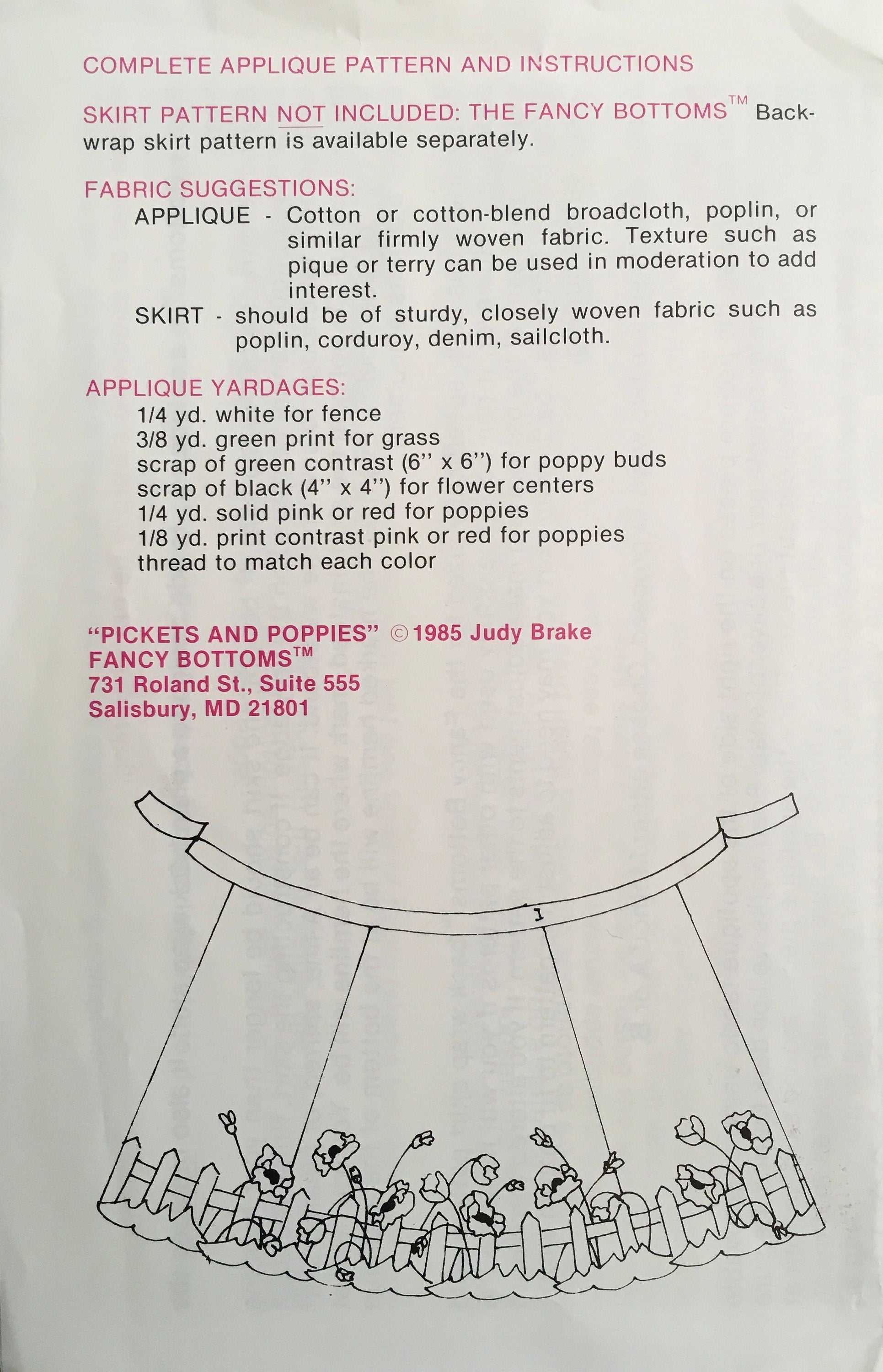Fancy Bottoms Sewing and 2 Appliqué Patterns (Vintage) CUT