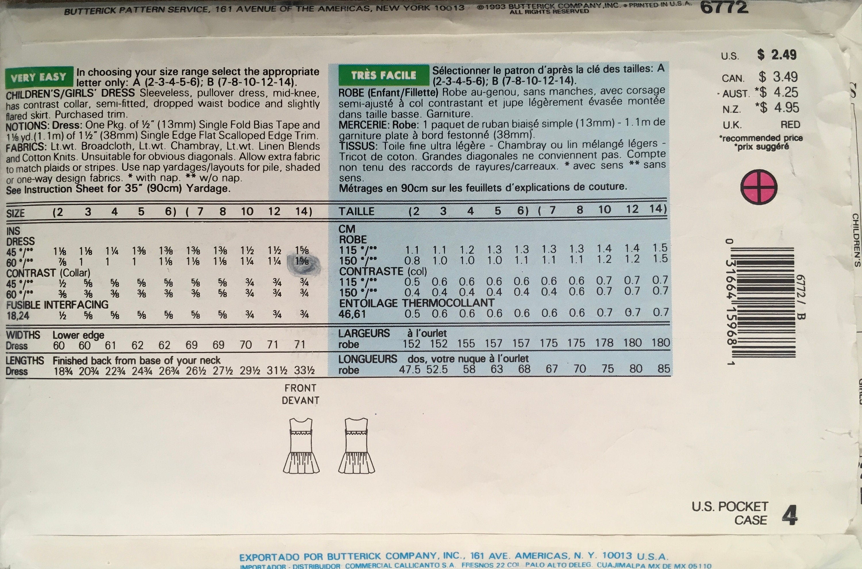 See & Sew 6772 Sewing Pattern (Vintage) CUT