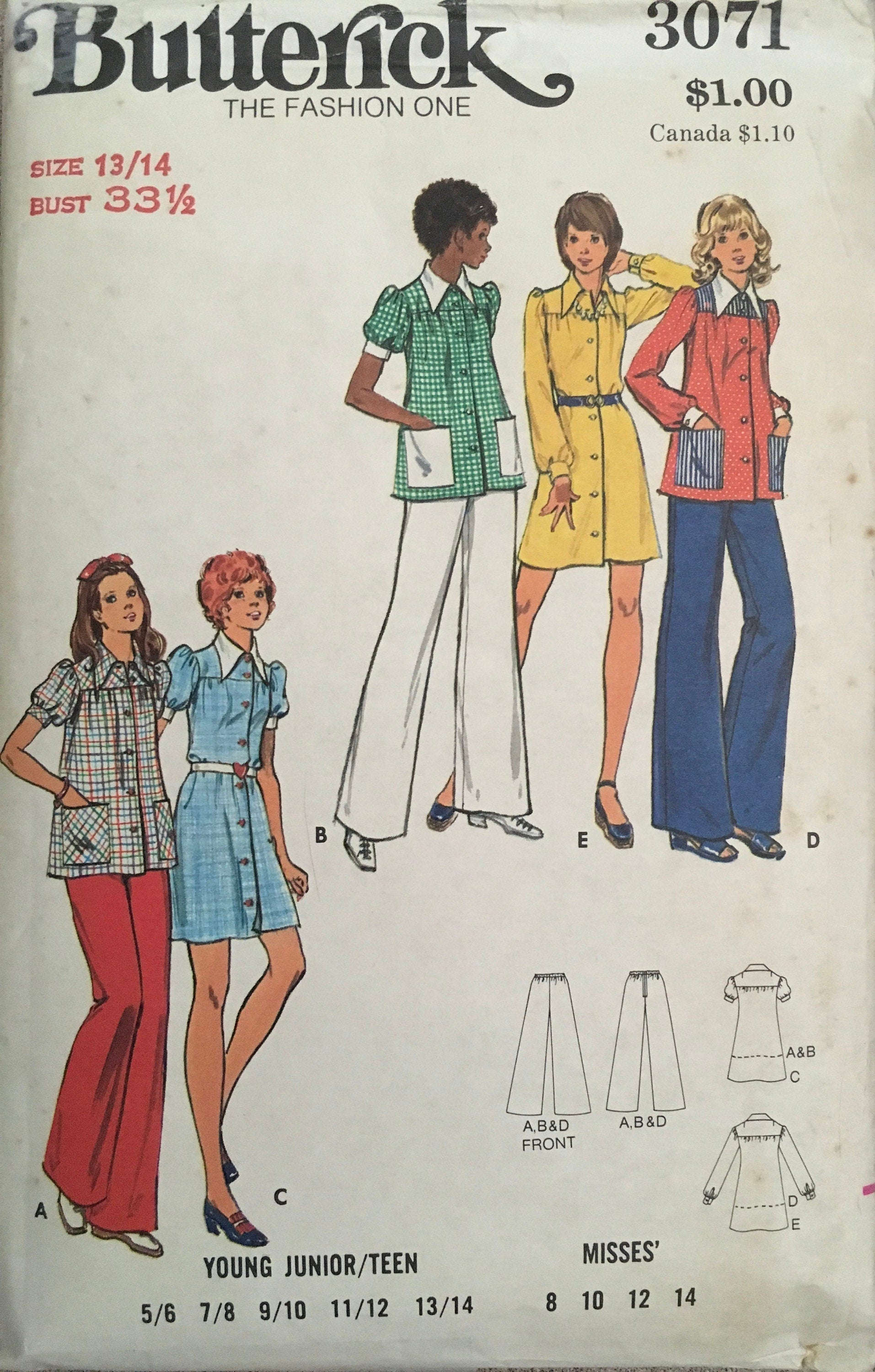 Butterick 3071 Sewing Pattern (Vintage) CUT