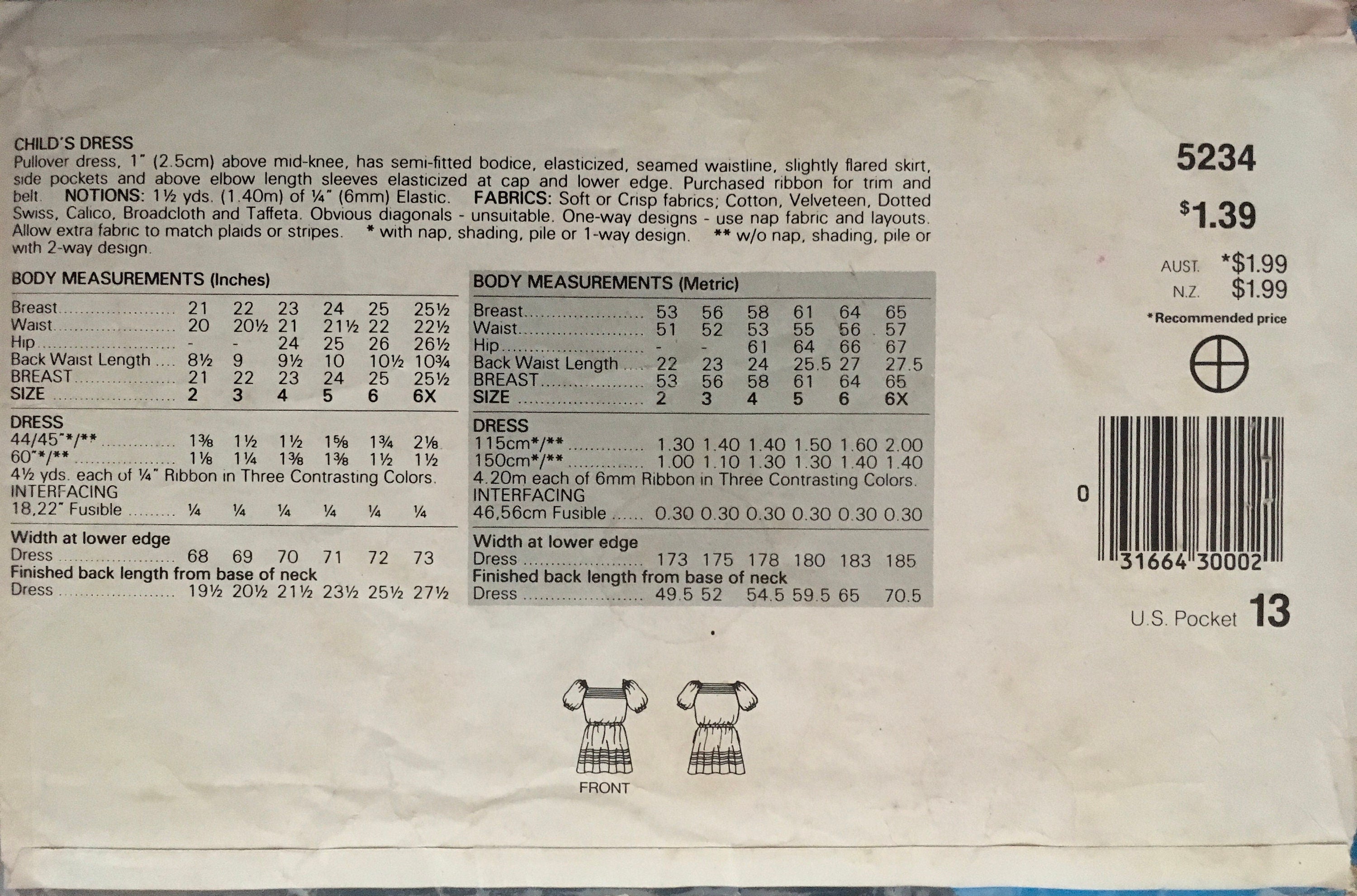 See & Sew 5234 Sewing Pattern (Vintage) CUT