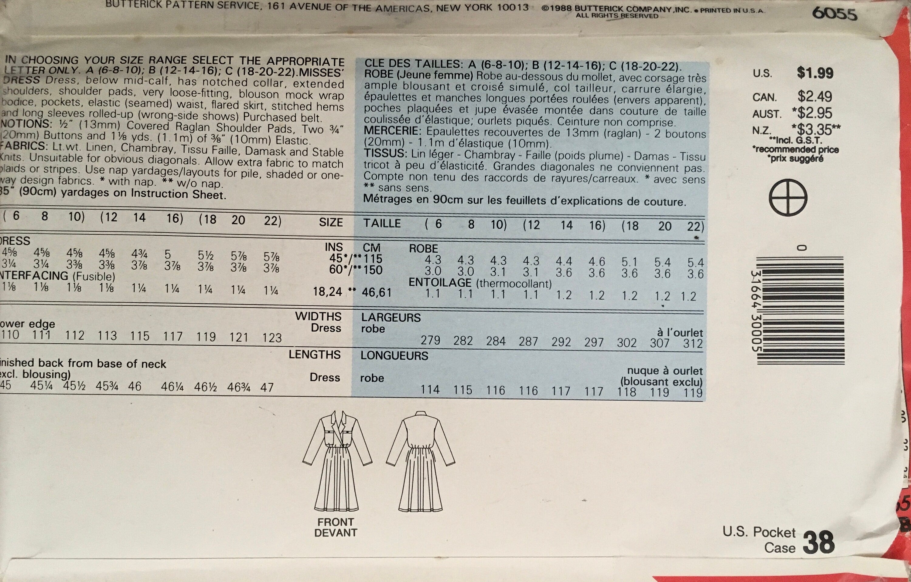 See & Sew 6055 Sewing Pattern (Vintage) UNCUT
