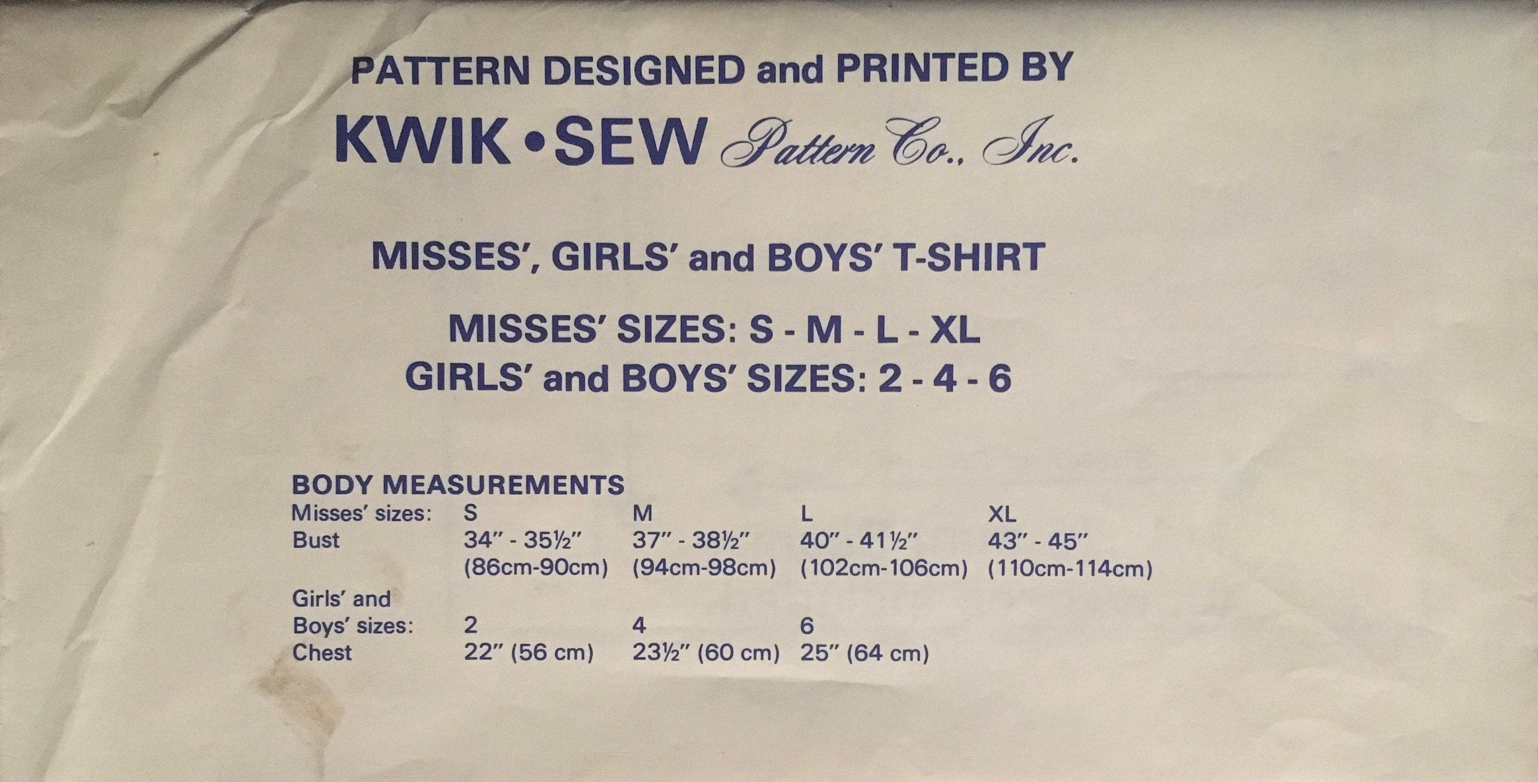 Kwik Sew 430 Sewing Pattern (Vintage) UNCUT