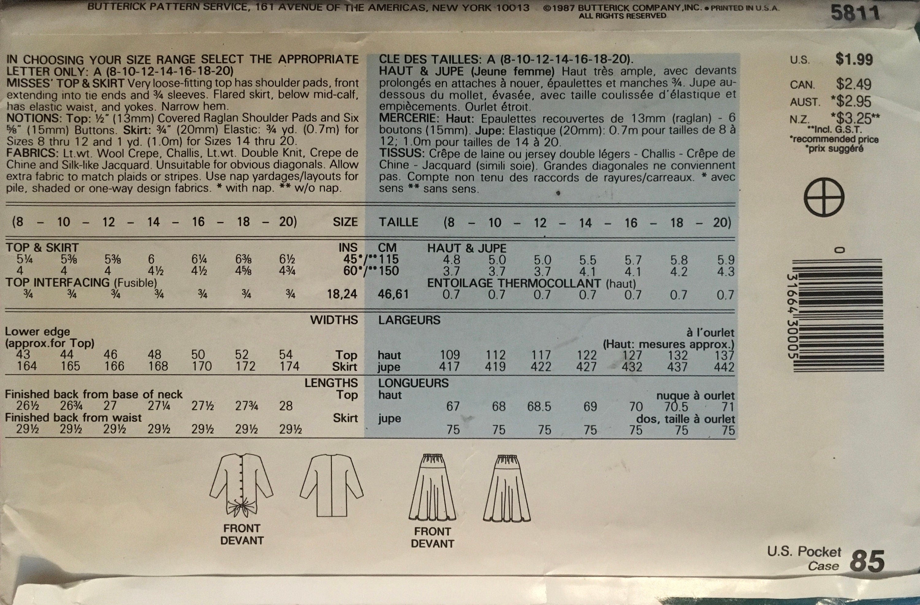 See & Sew 5811 Sewing Pattern (Vintage) UNCUT