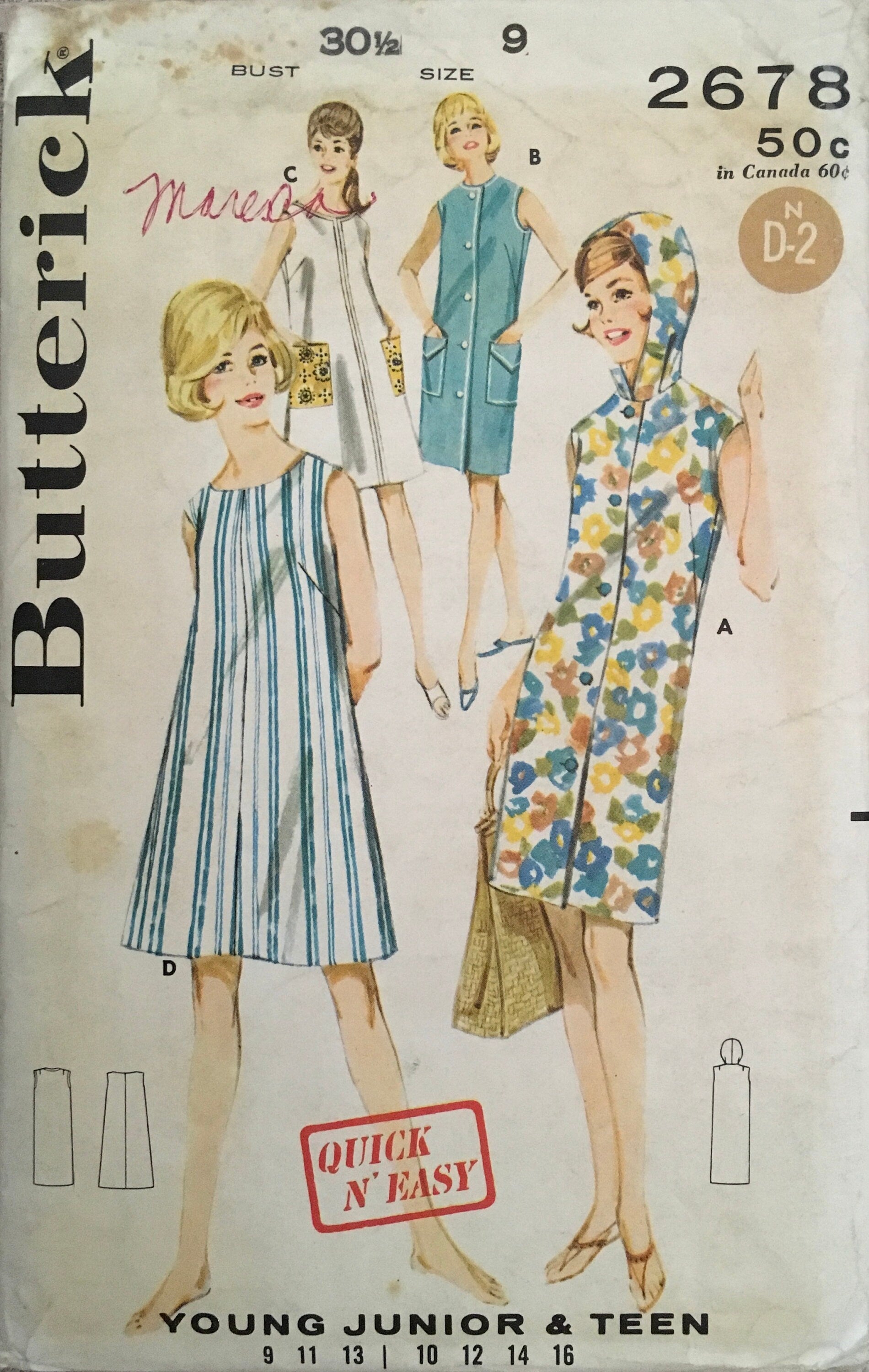 Butterick 2678 Sewing Pattern (Vintage) UNCUT
