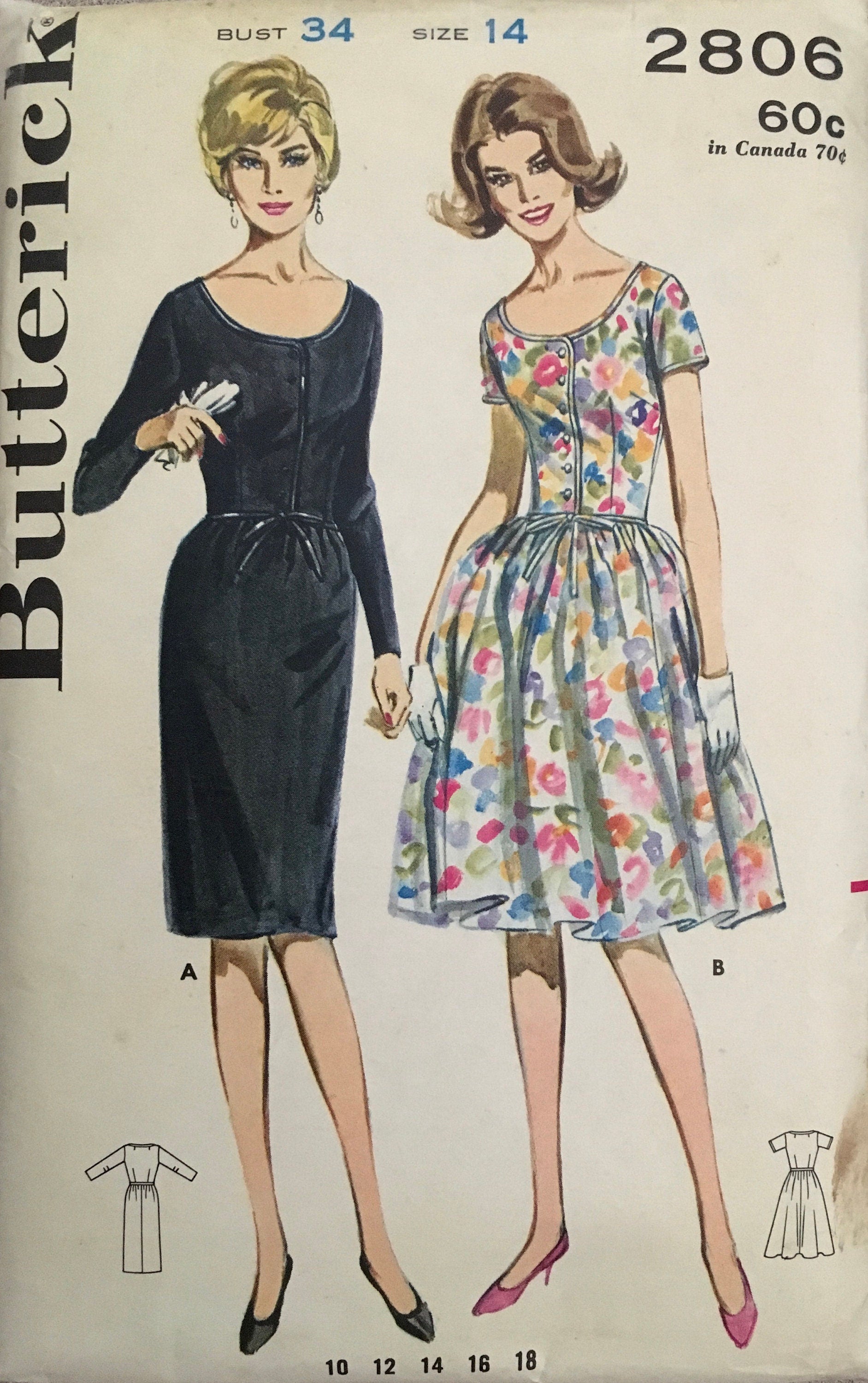 Butterick 2806 Sewing Pattern (Vintage) CUT