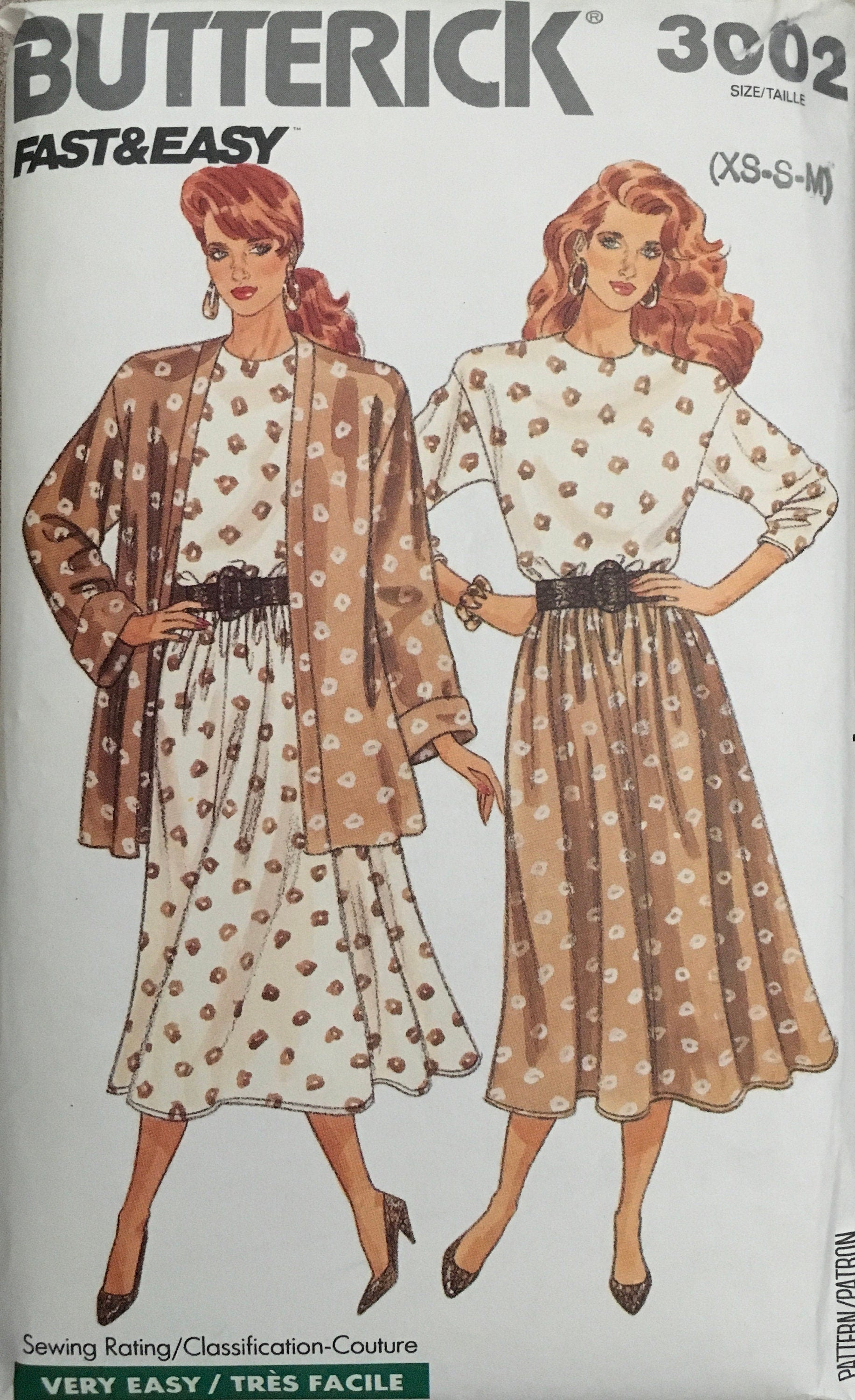 Butterick 3002 Sewing Pattern (Vintage) UNCUT