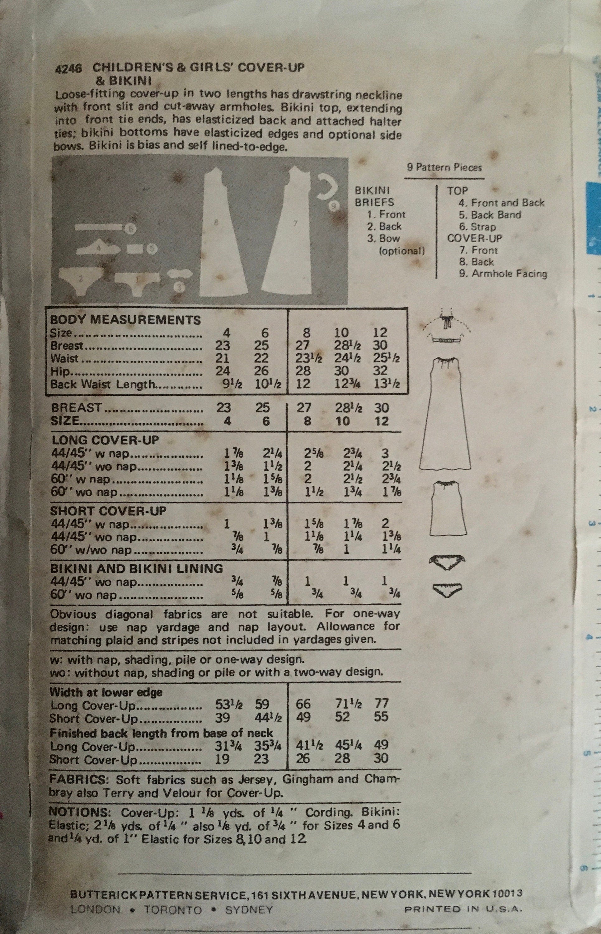 Butterick 4246 Sewing Pattern (Vintage) UNCUT