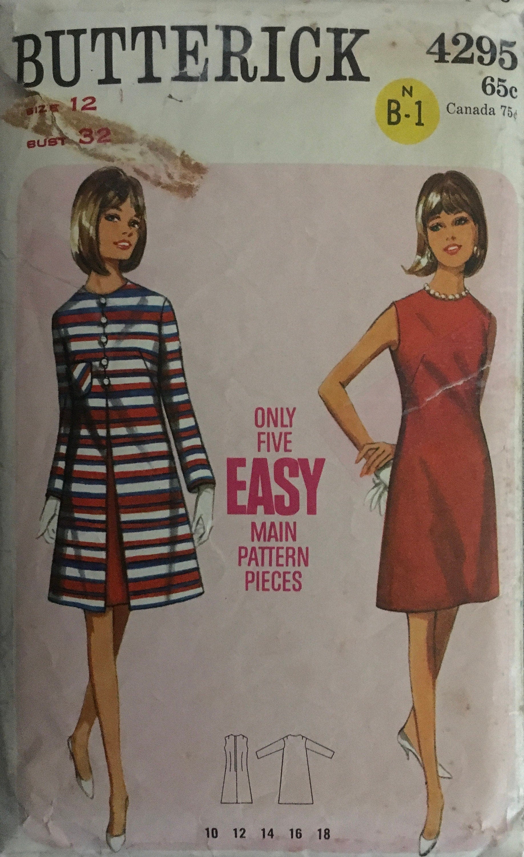 Butterick 4295 Sewing Pattern (Vintage) CUT