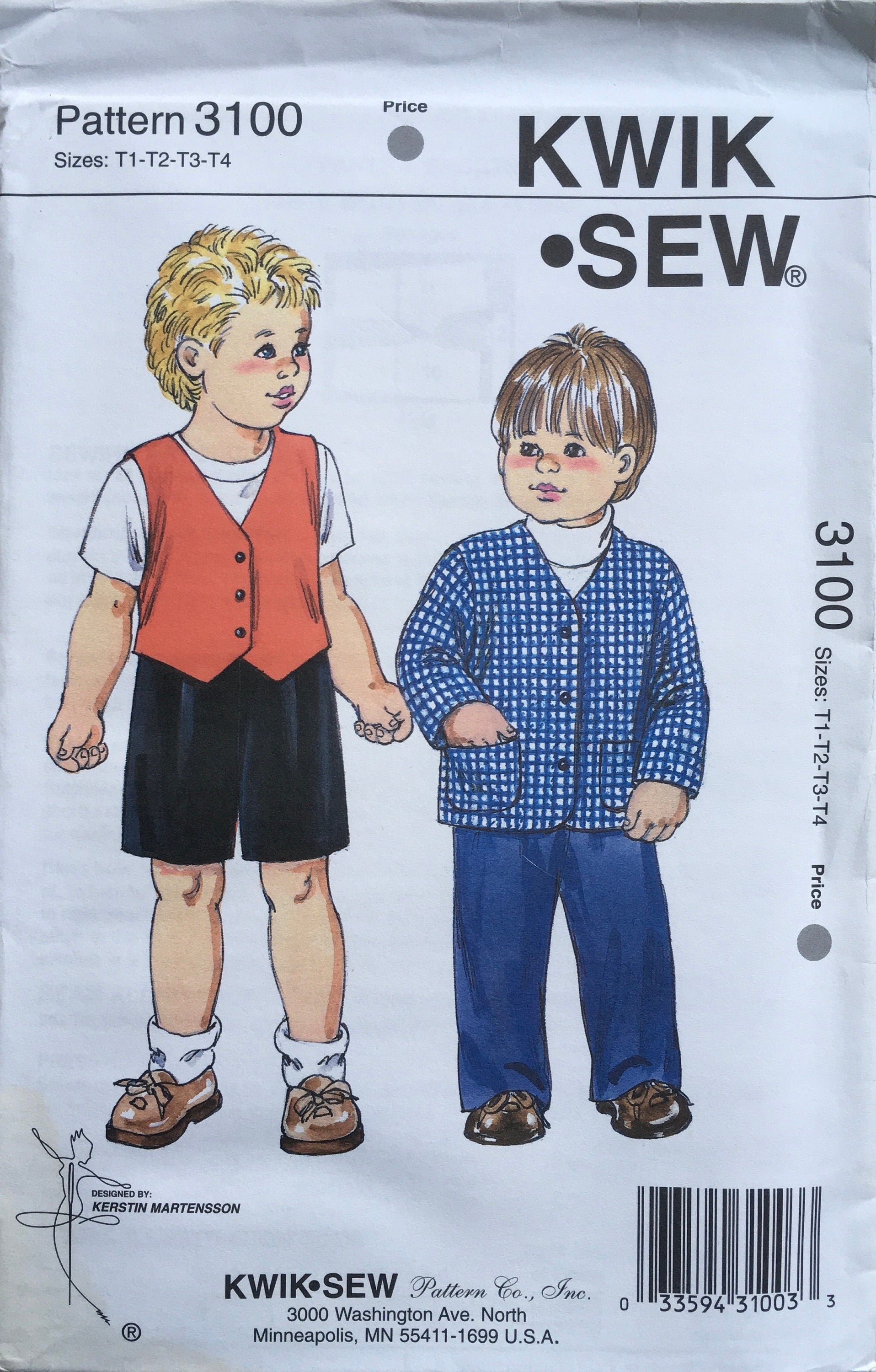 Kwik Sew 3100 Sewing Pattern (Vintage) UNCUT