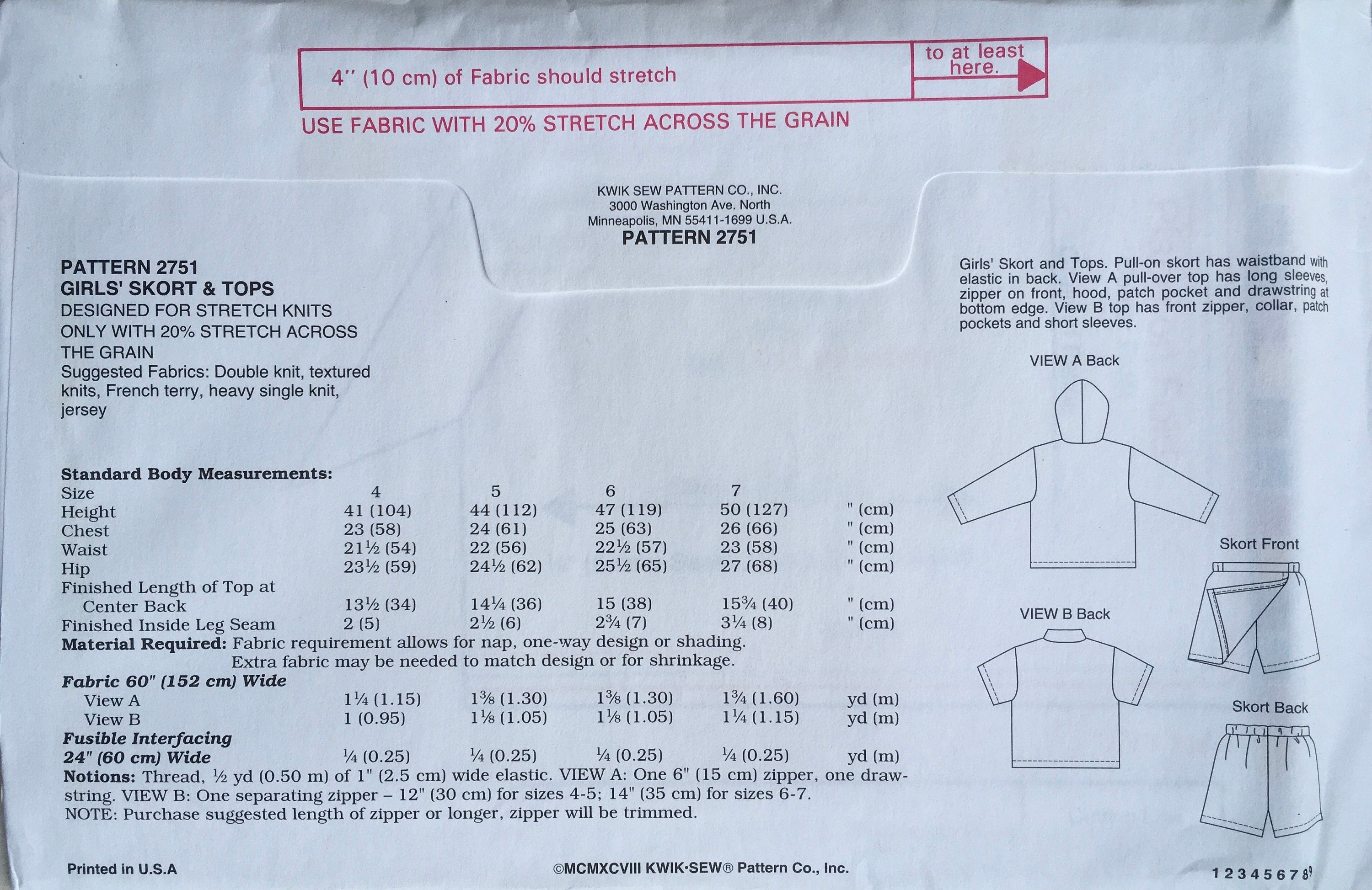 Kwik Sew 2751/2752 Sewing Pattern (Vintage) UNCUT