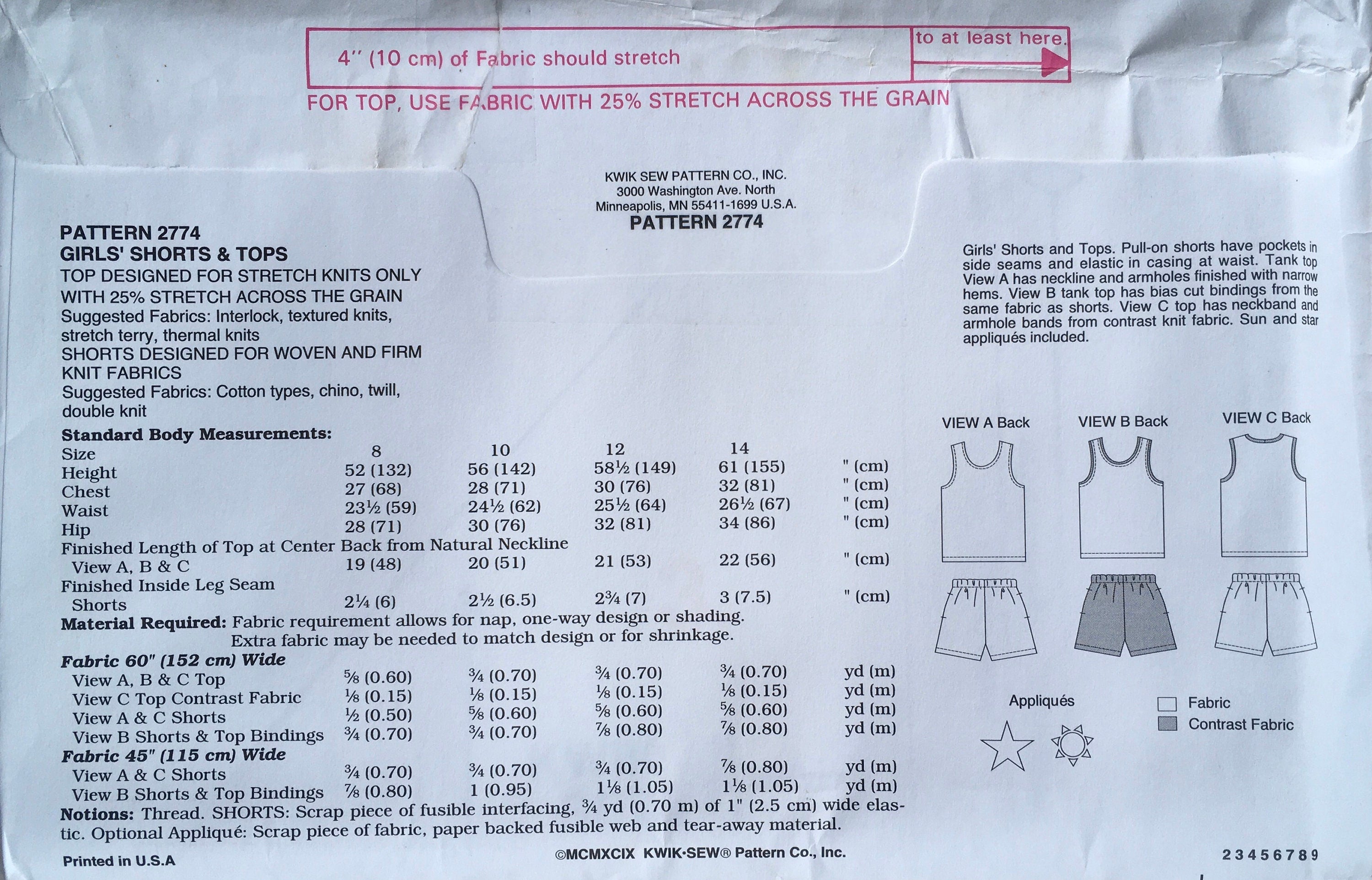 Kwik Sew 2773/2774 Sewing Pattern (Vintage) UNCUT