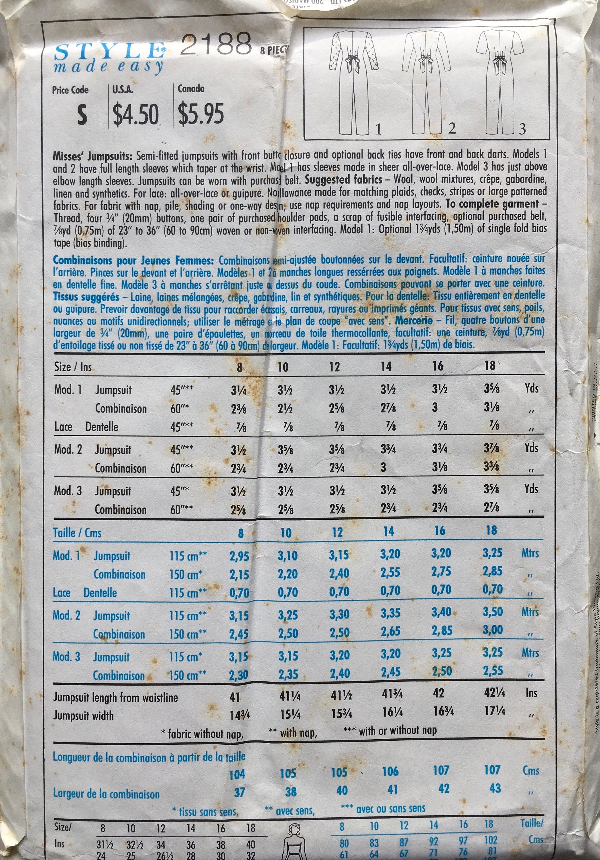 Style 2188 Sewing Pattern (Vintage) UNCUT