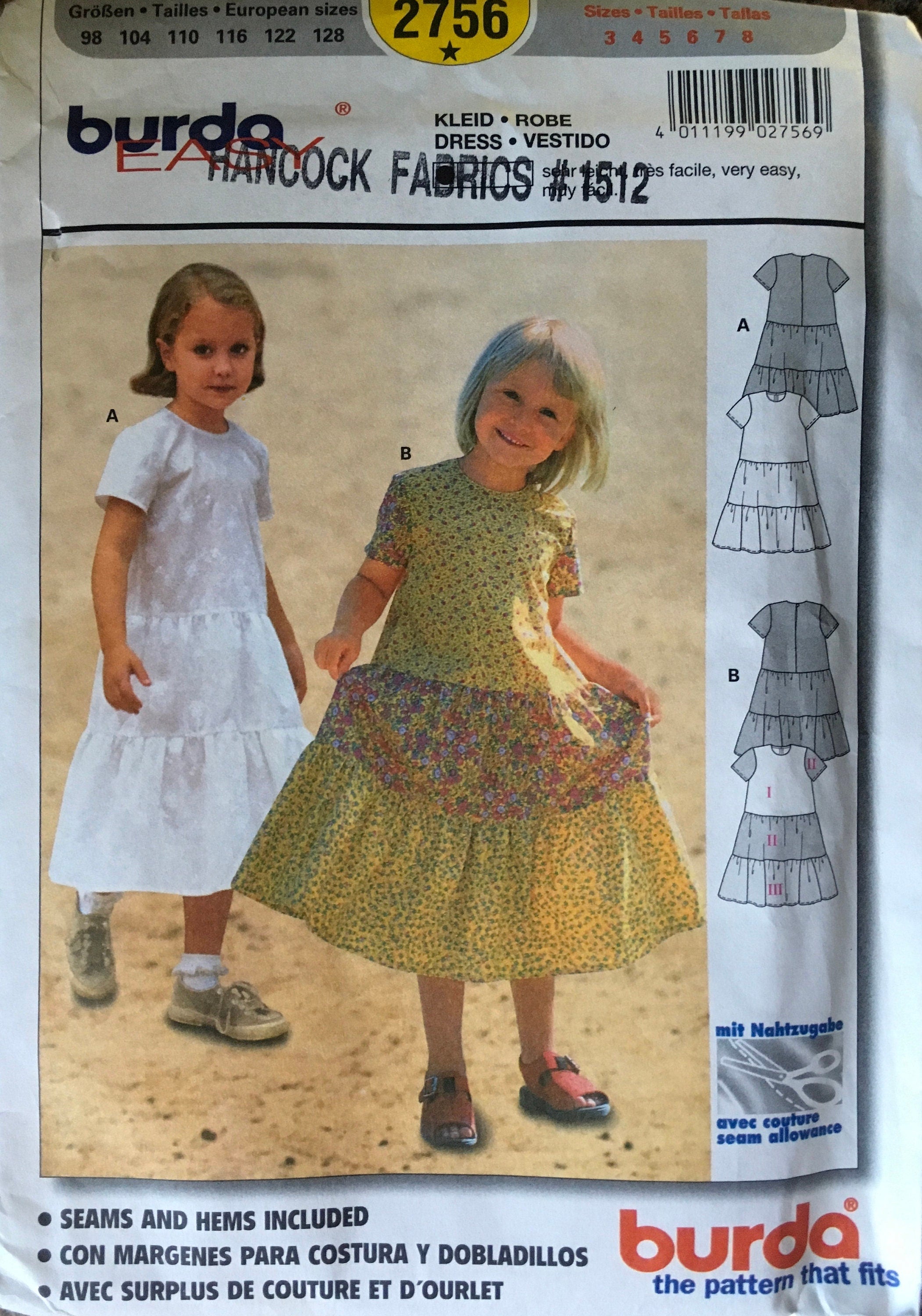 Burda 2756 Sewing Pattern (Vintage) UNCUT