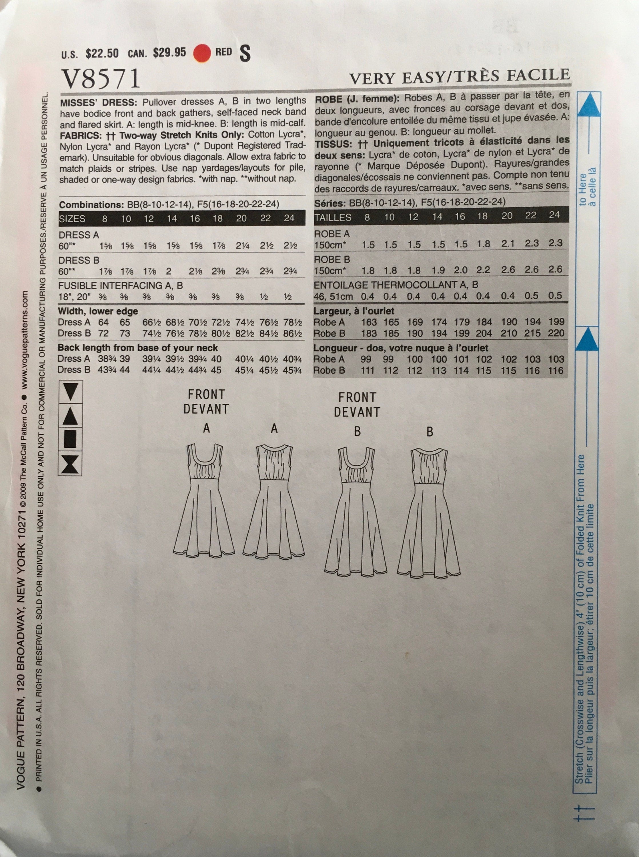 Vogue 8571 Sewing Pattern (Vintage) CUT