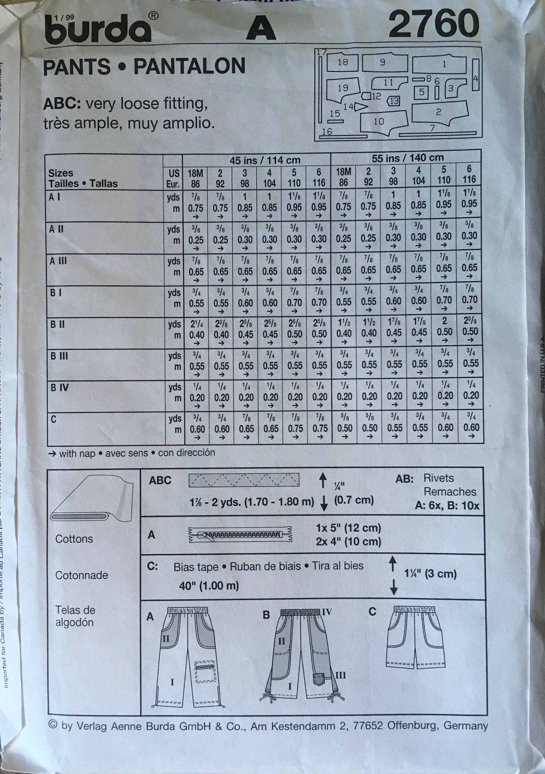 Burda 2760 Sewing Pattern (Vintage) UNCUT