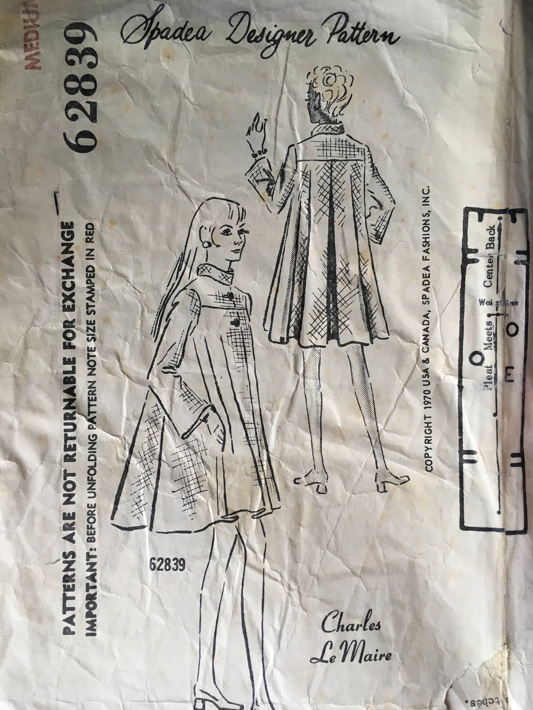 Spadea Designer 62839 Sewing Pattern (Vintage) CUT