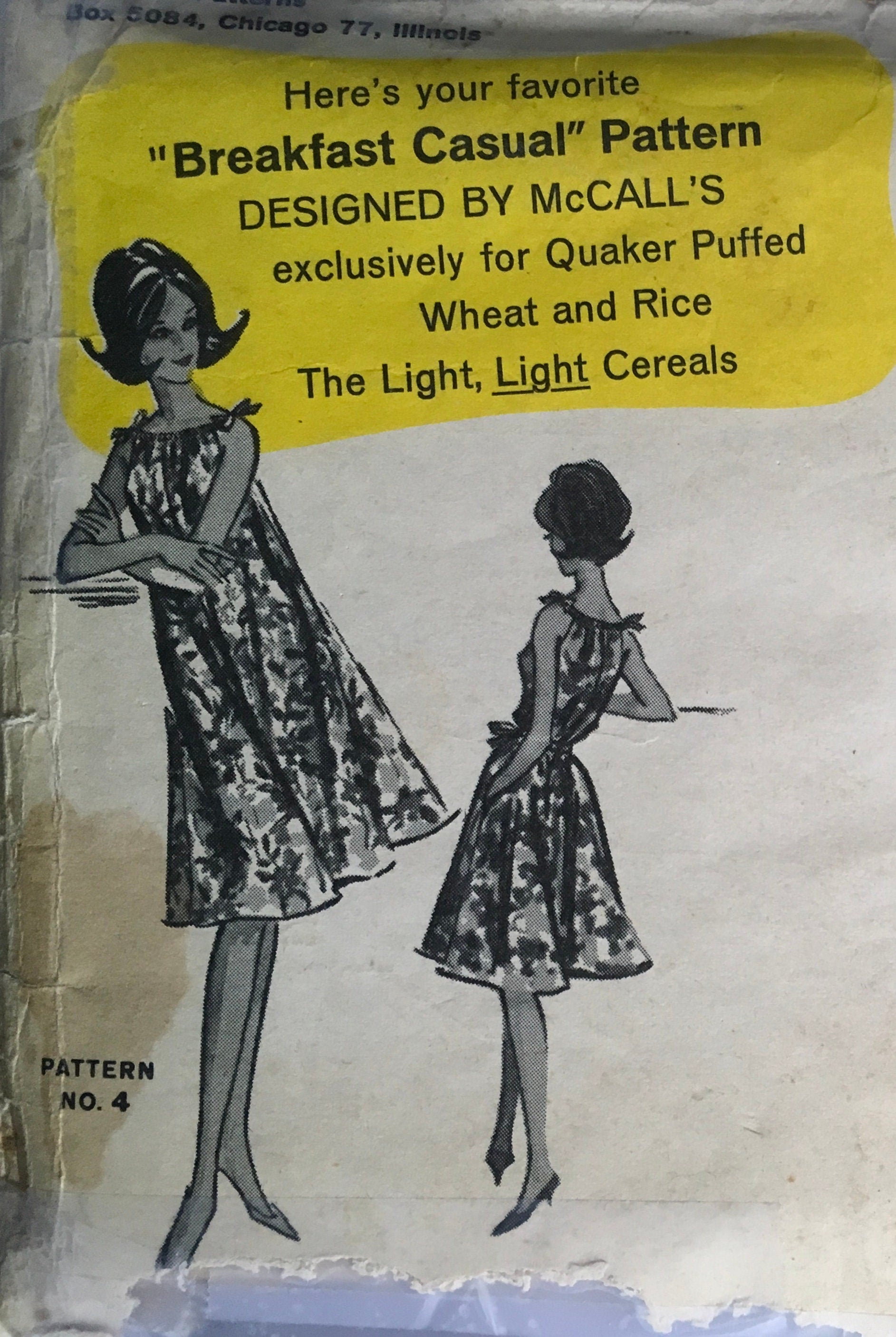 Quaker Oats 4 Sewing Pattern (Vintage) CUT
