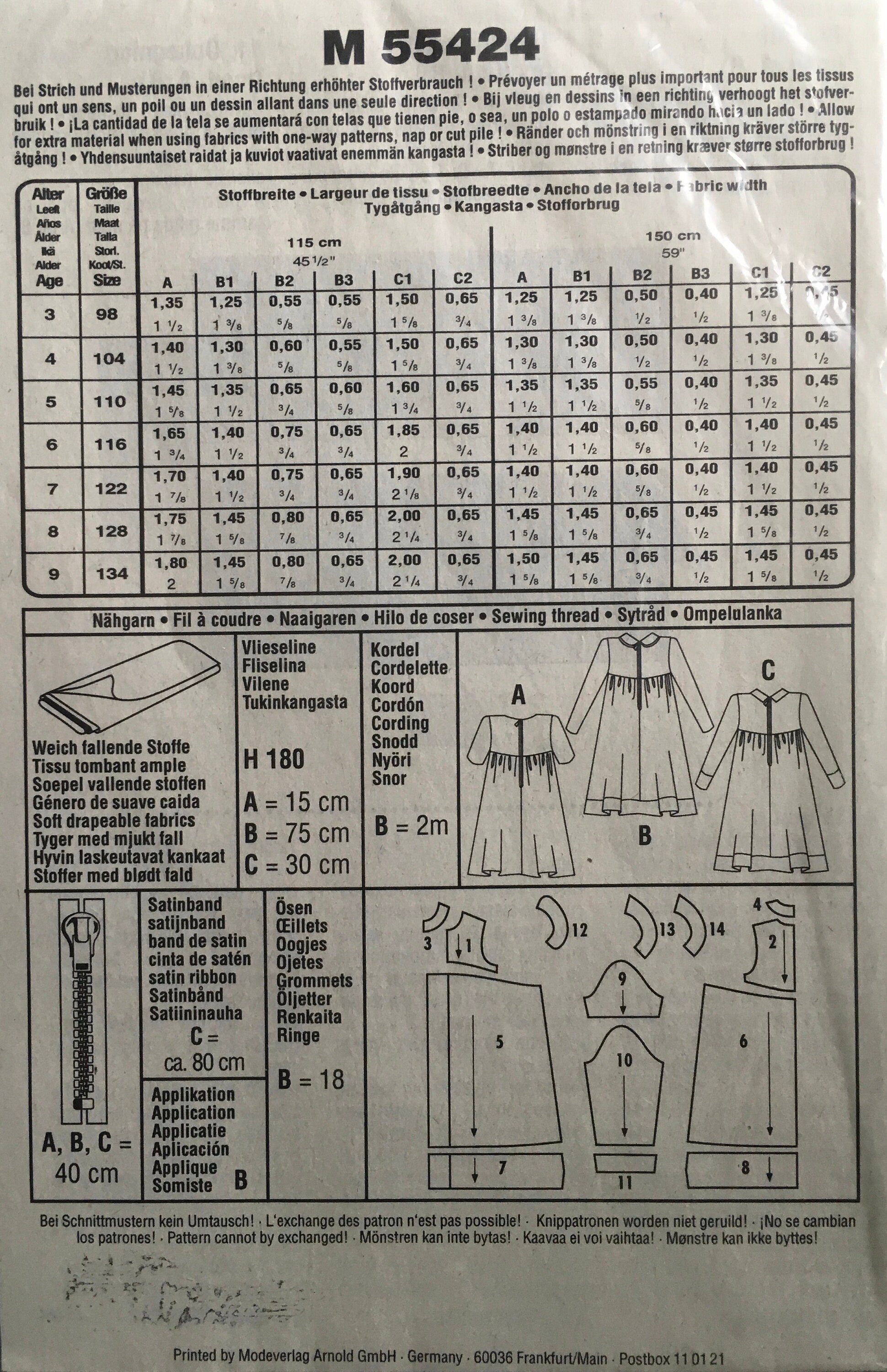 Neue Mode 55424 Sewing Pattern (Vintage) UNCUT