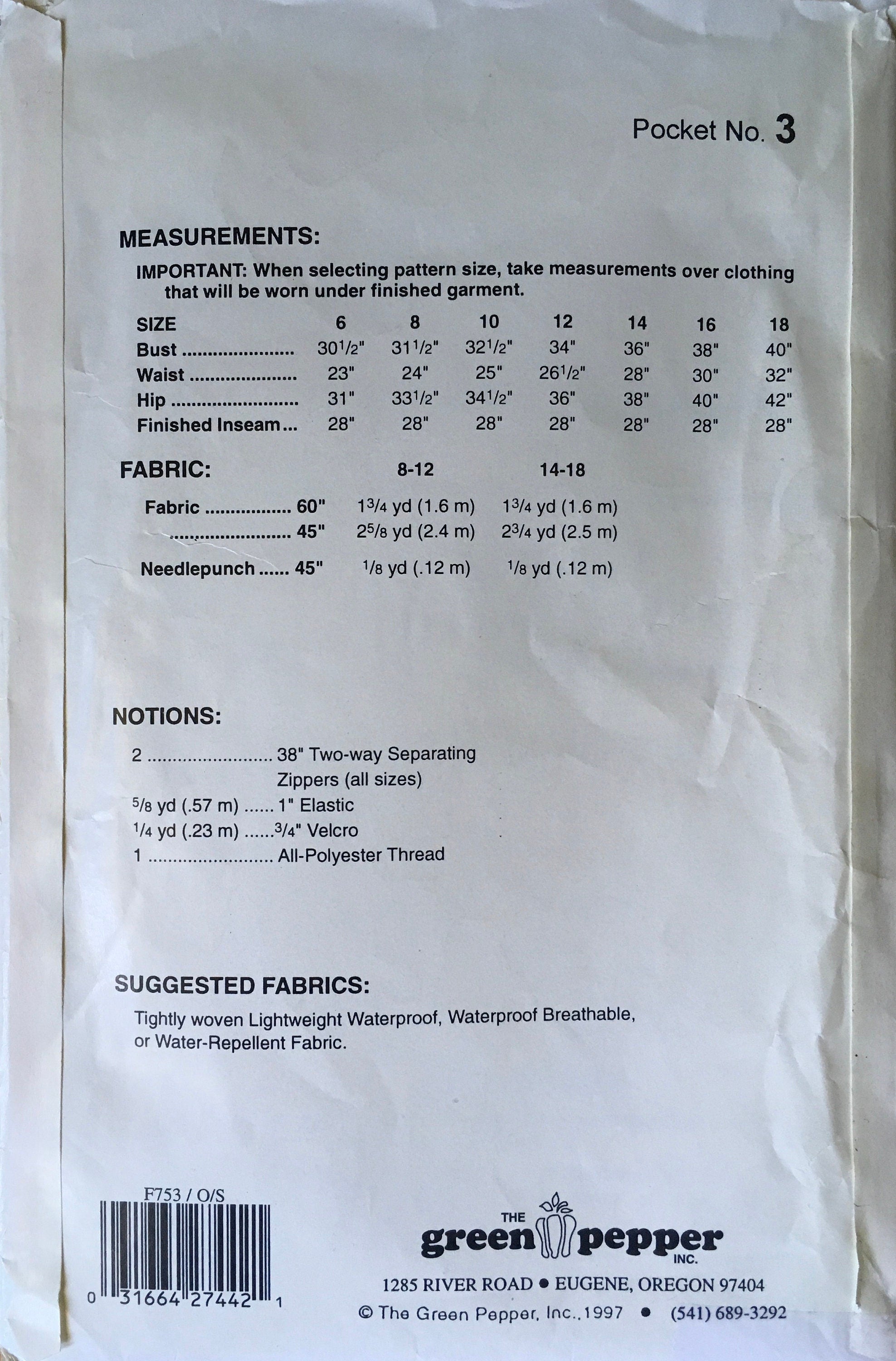 Green Pepper F753 Sewing Pattern (Vintage) UNCUT