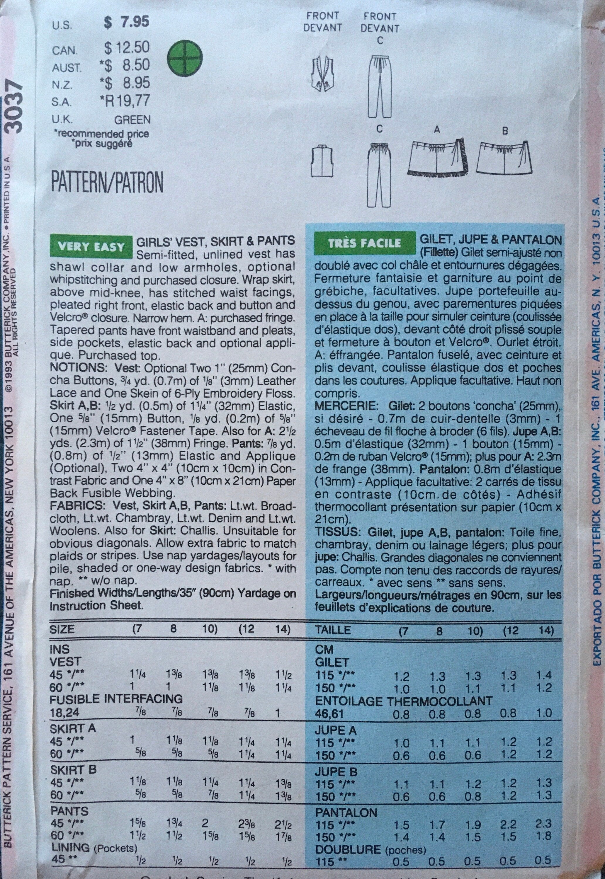 Busybodies 3037 Sewing Pattern (Vintage) UNCUT