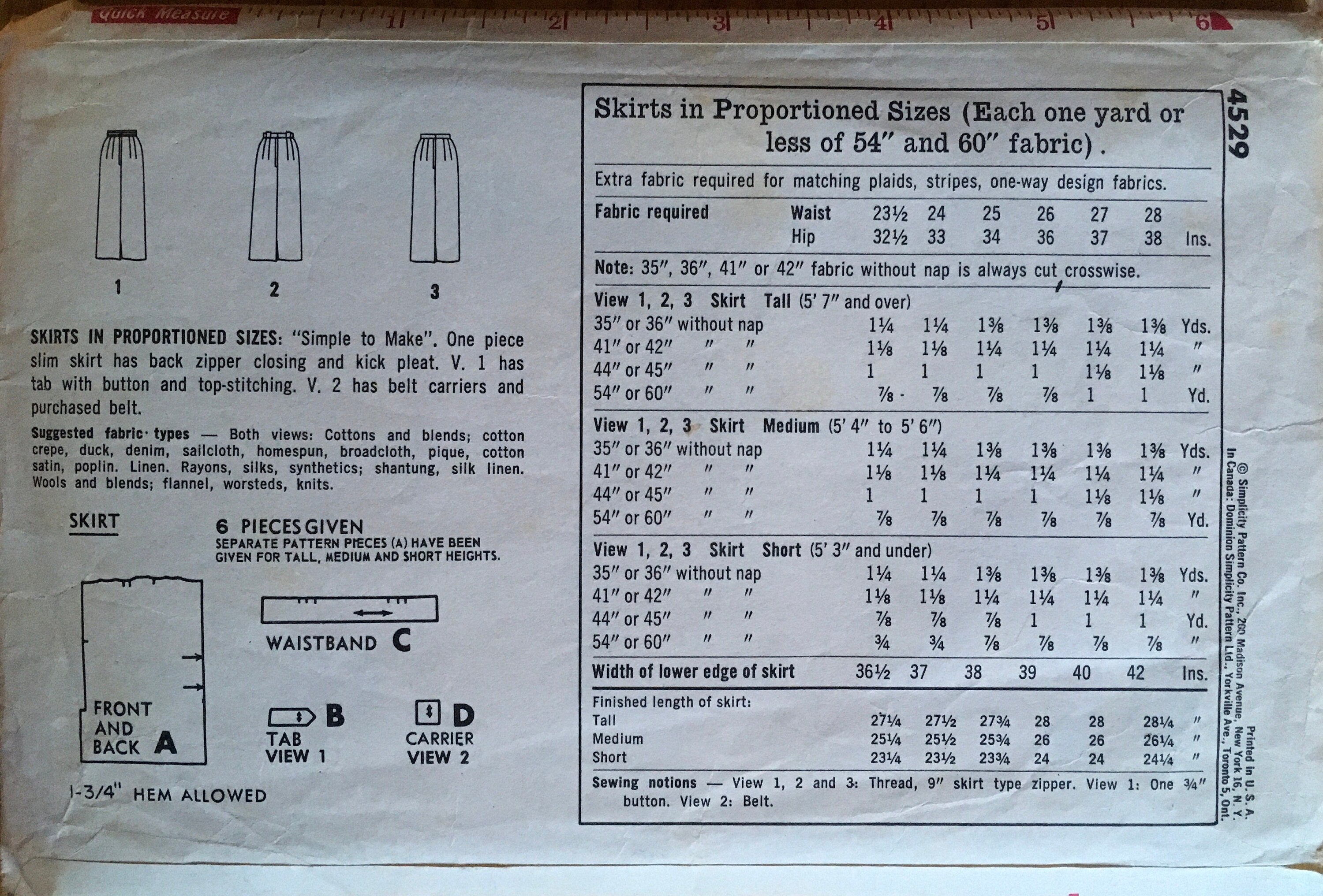 Simplicity 4529 Sewing Pattern (Vintage) CUT