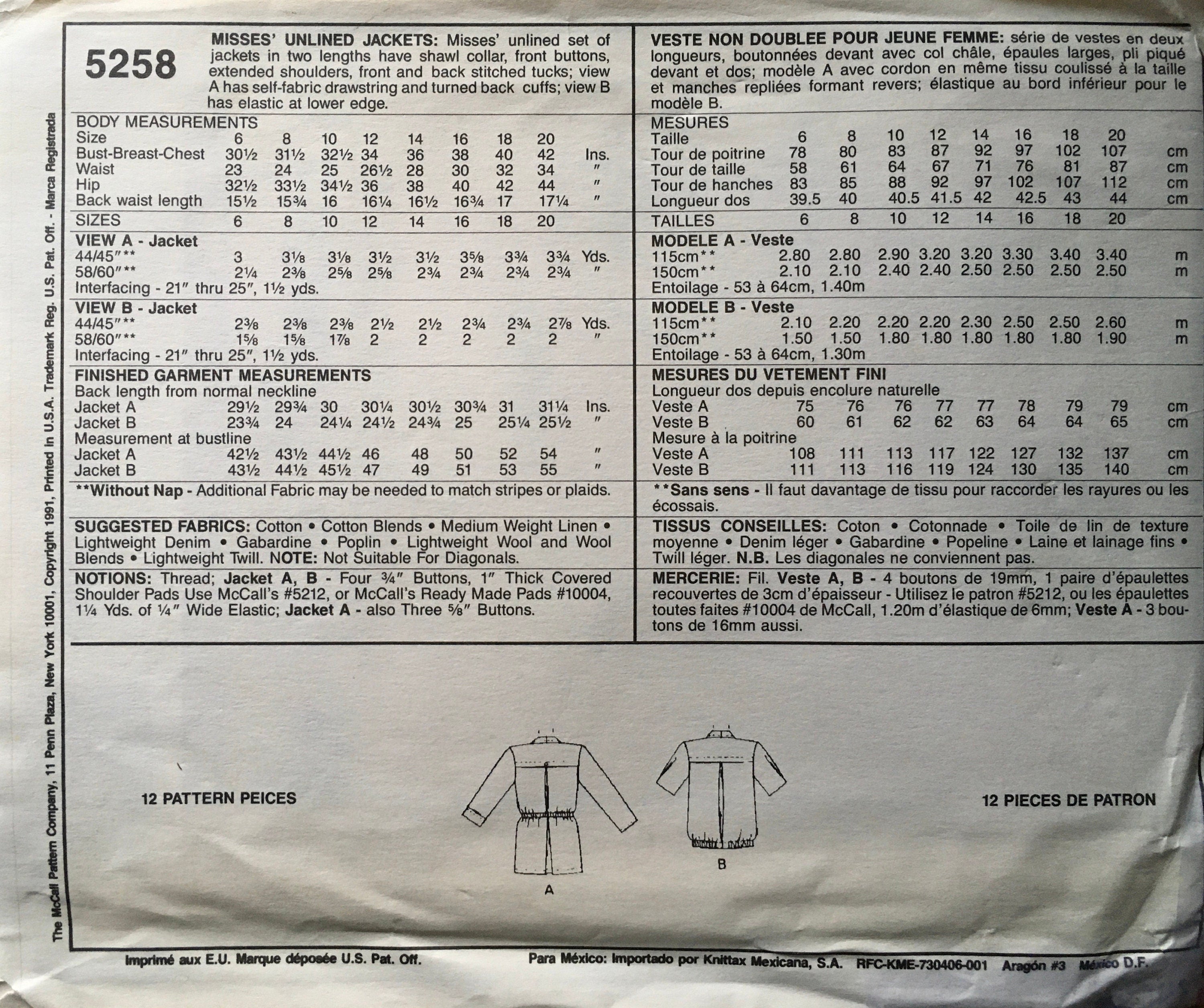 Busy Woman’s 5258 Sewing Pattern (Vintage) UNCUT