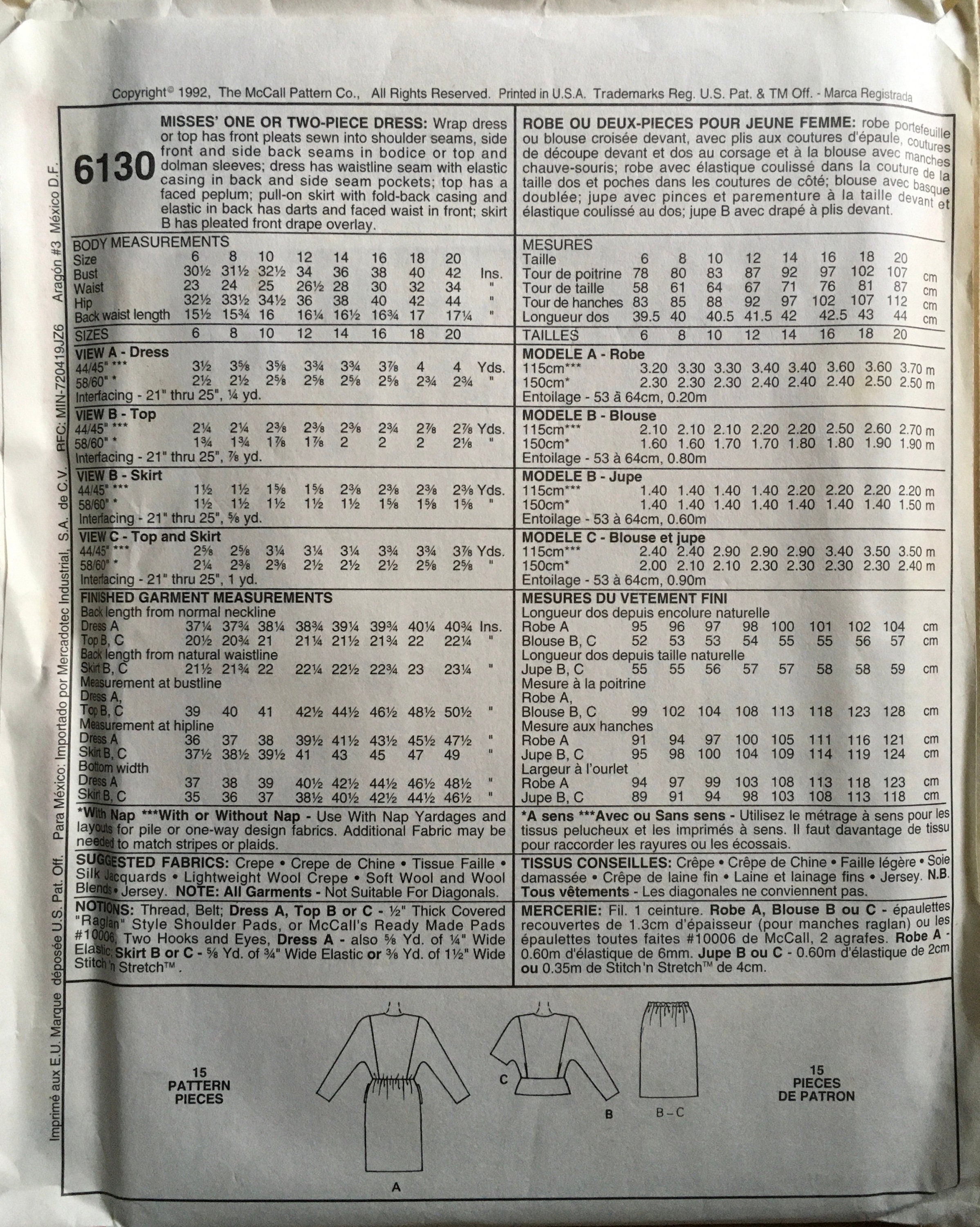 Busy Woman’s 6130 Sewing Pattern (Vintage) UNCUT