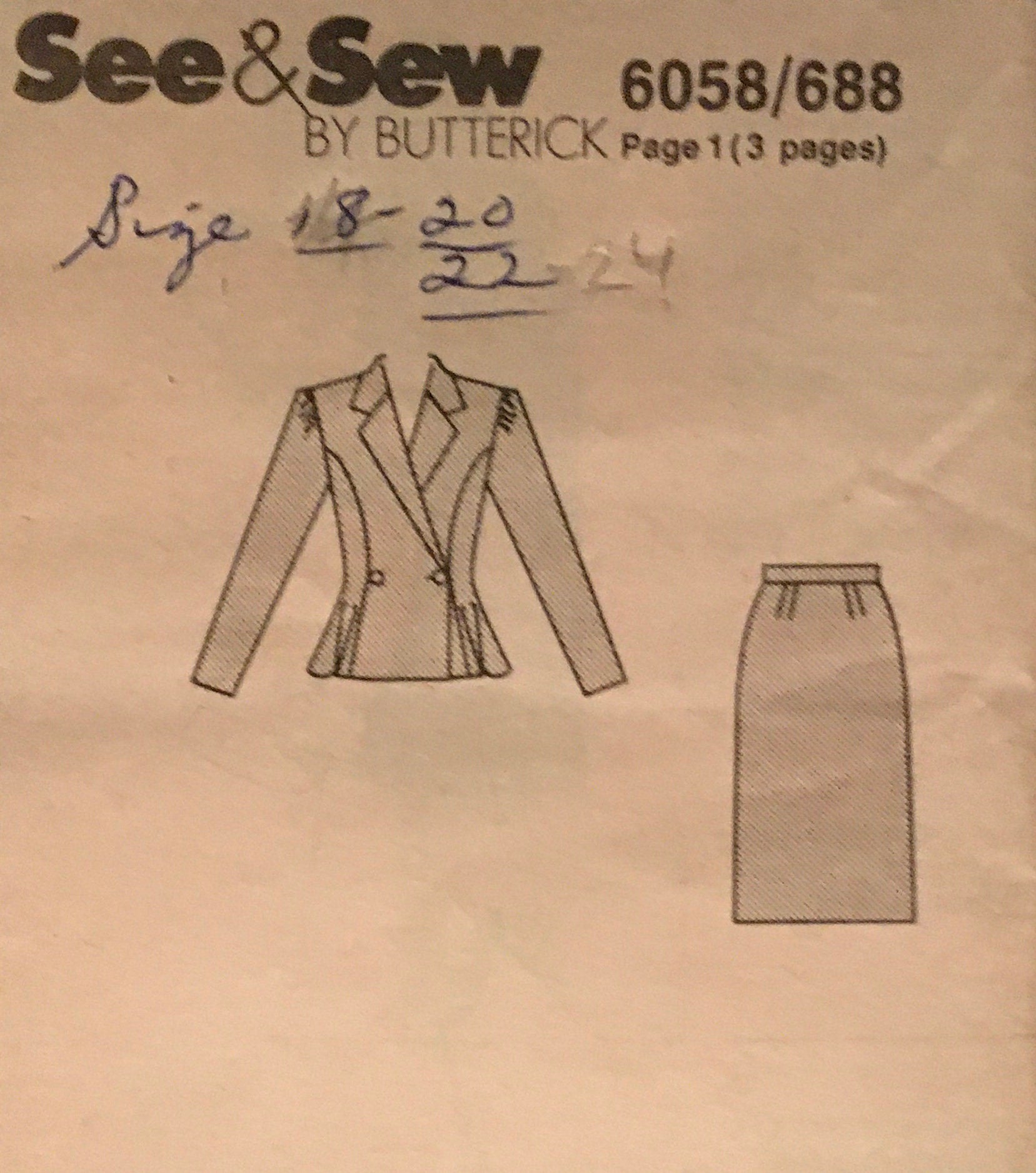 See & Sew 6058 Sewing Pattern (Vintage) UNCUT