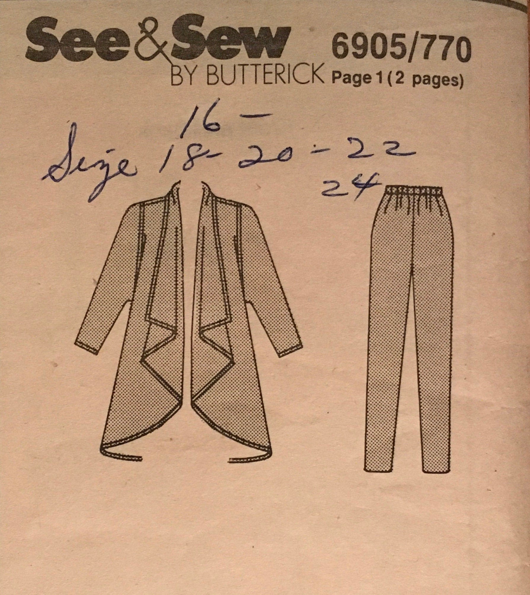 See & Sew 6905 Sewing Pattern (Vintage) UNCUT