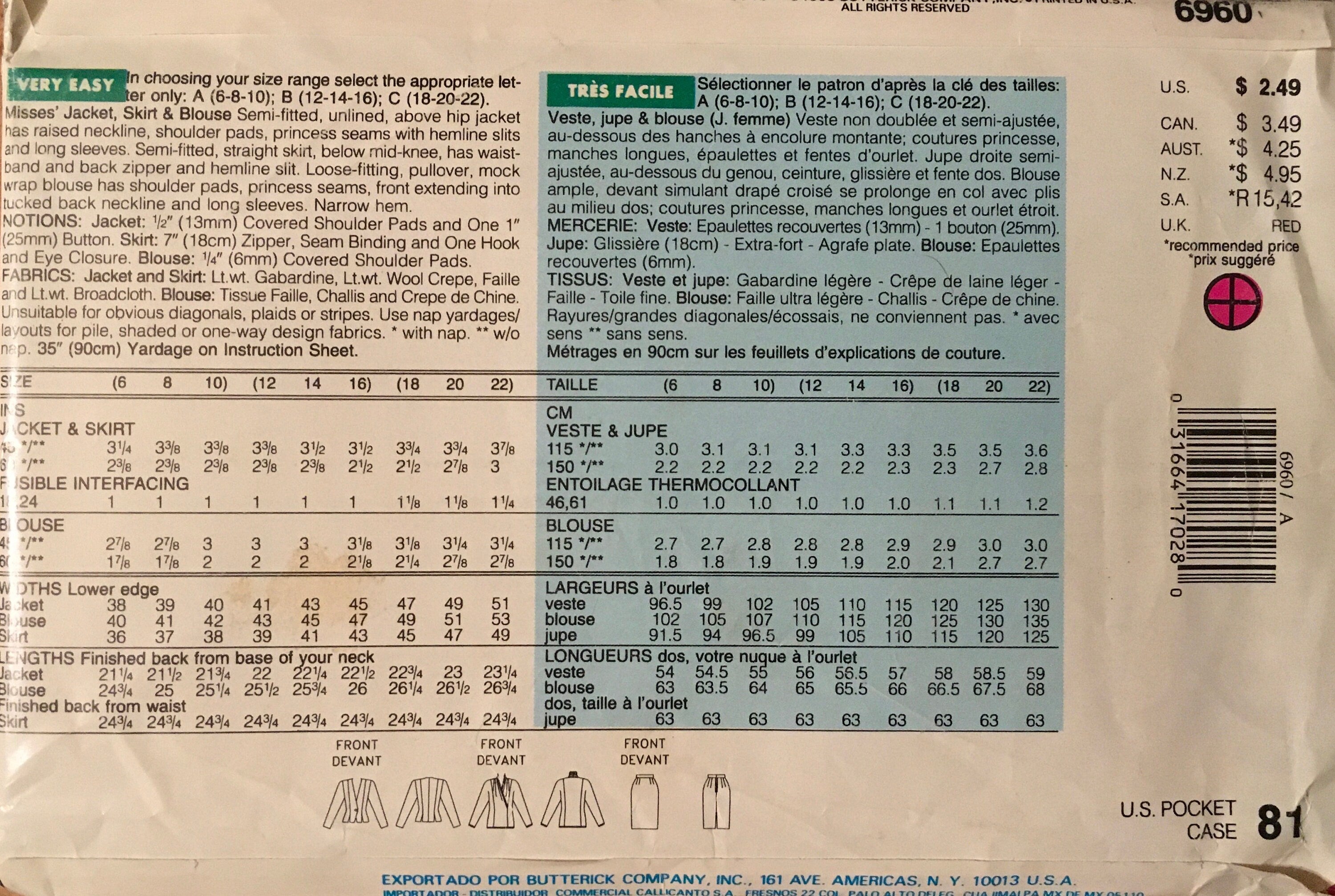 See & Sew 6960 Sewing Pattern (Vintage) UNCUT