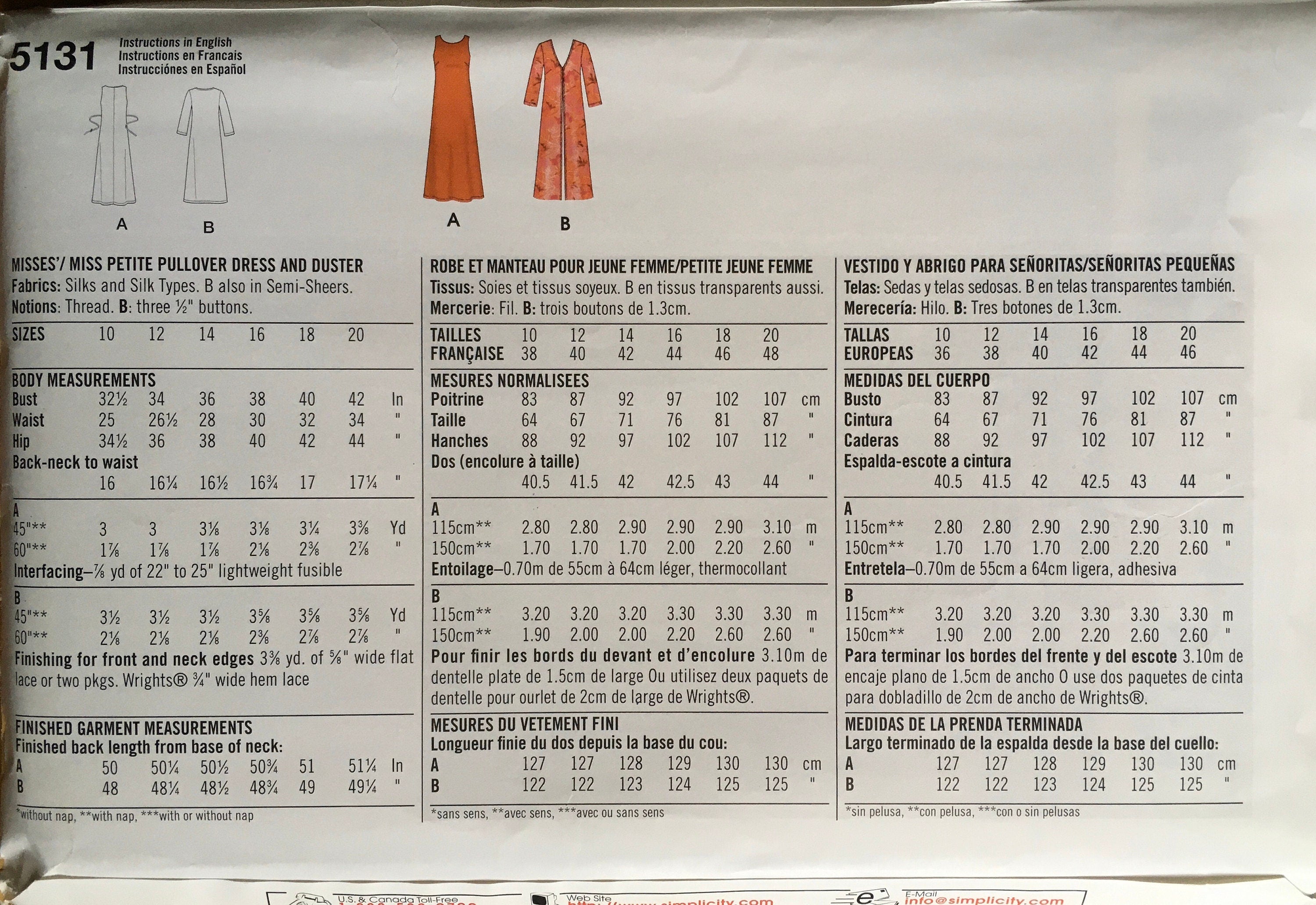 Simplicity 5131 Sewing Pattern (Vintage) UNCUT