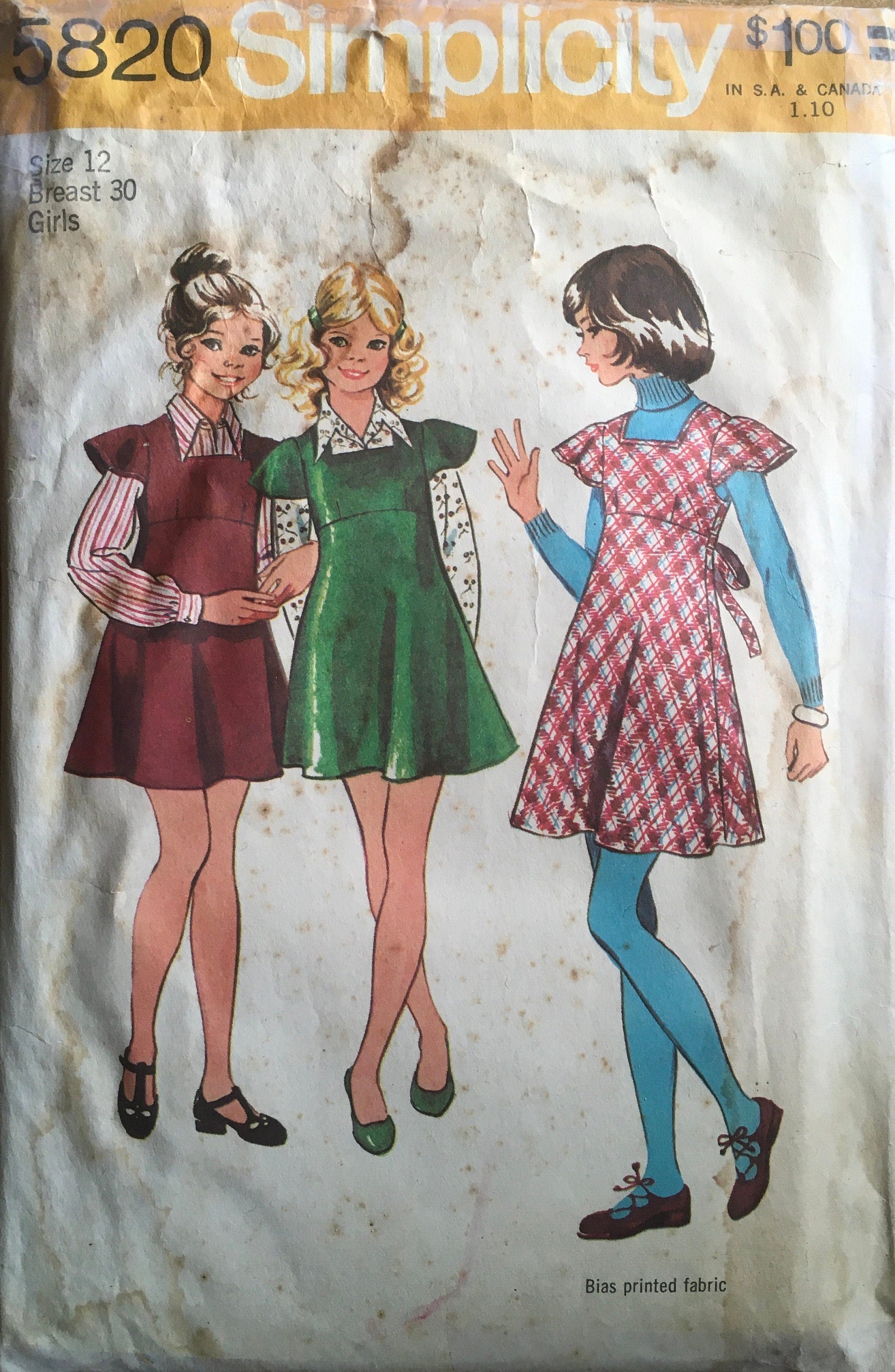 Simplicity 5820 Sewing Pattern (Vintage) CUT