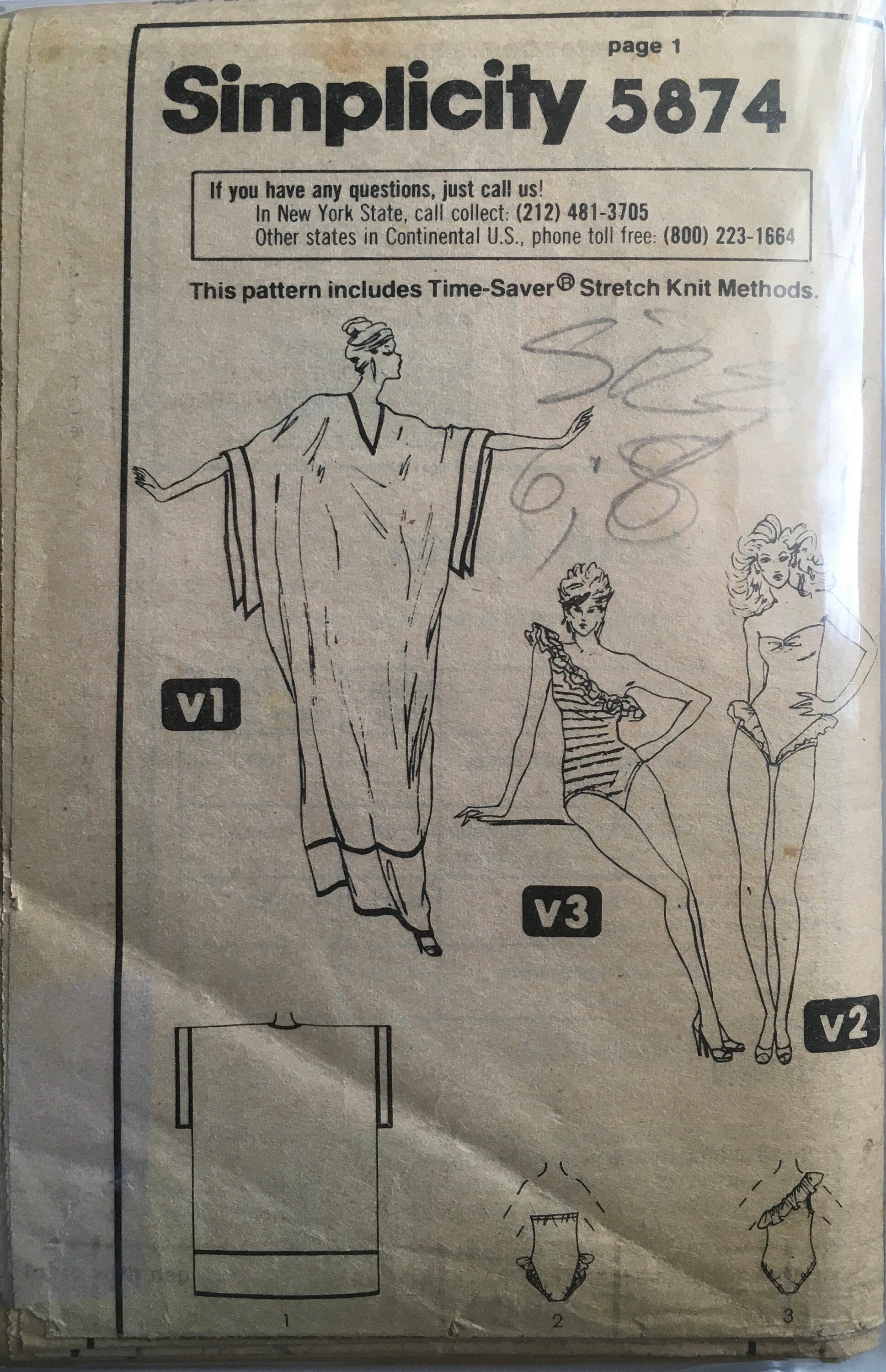 Simplicity 5874 Sewing Pattern (Vintage) UNCUT/CUT