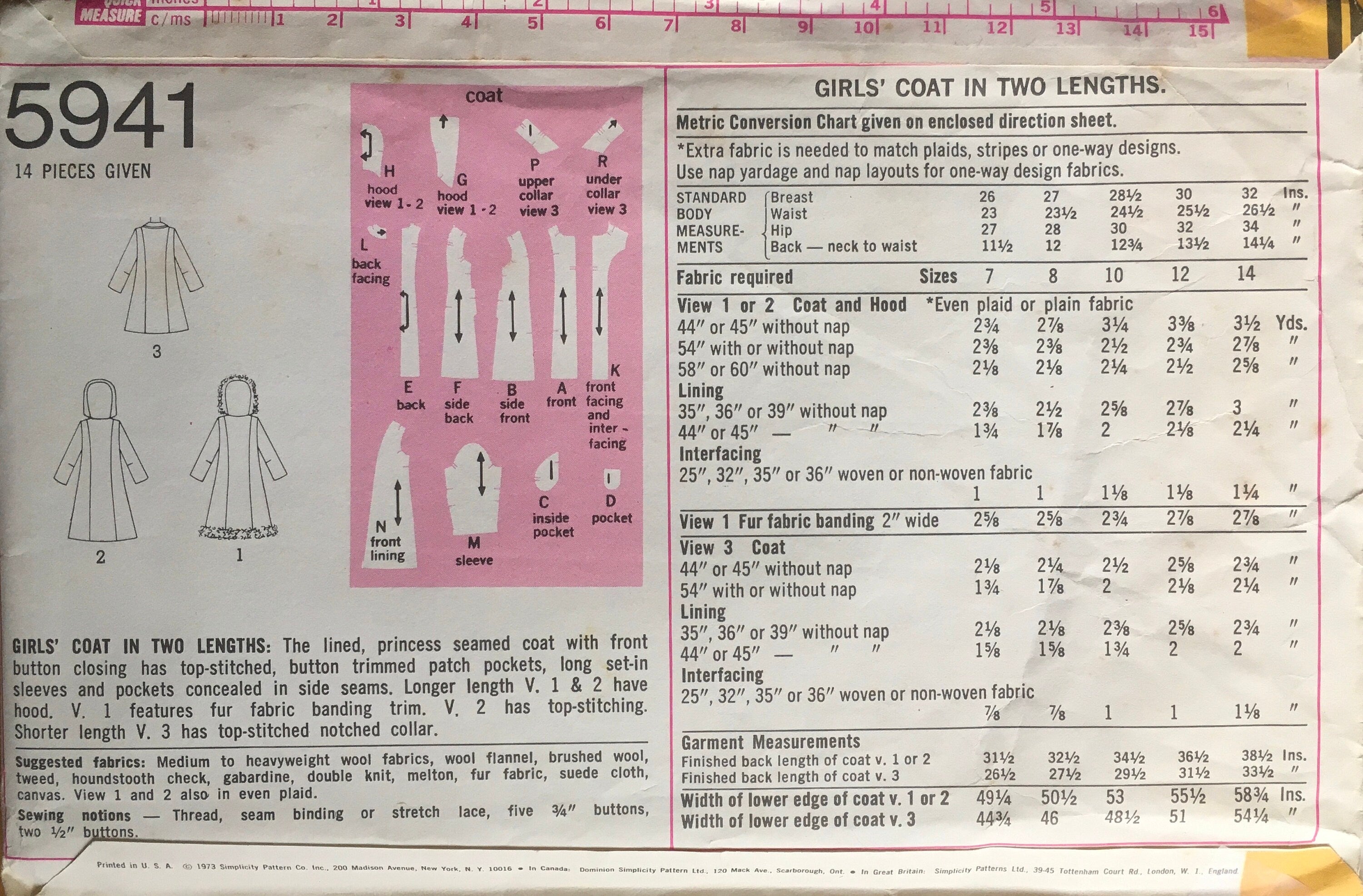Simplicity 5941 Sewing Pattern (Vintage) UNCUT