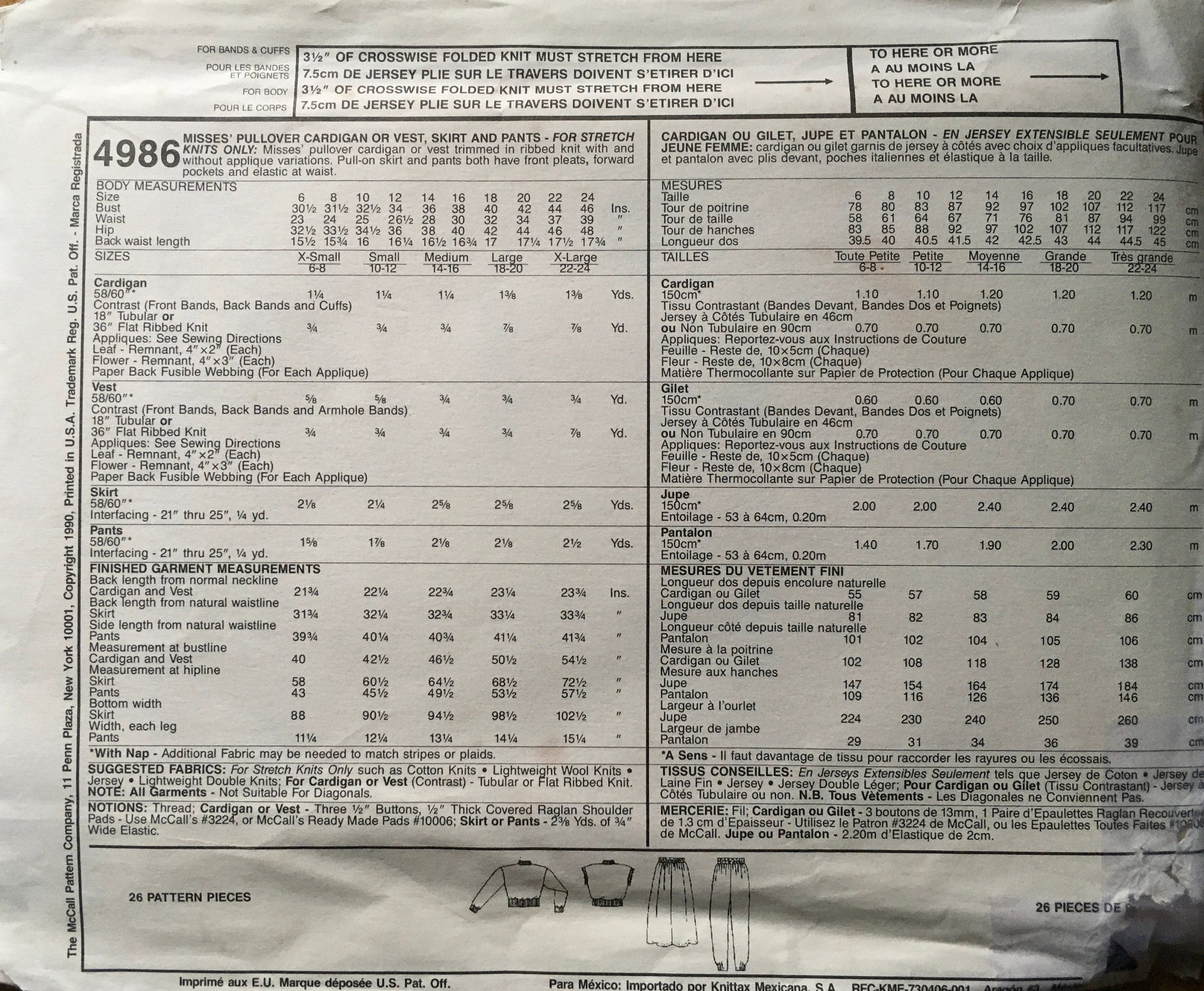 Busy Woman’s 4986 Sewing Pattern (Vintage) UNCUT